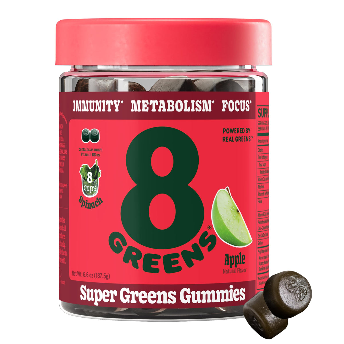 8Greens Gummies front view packaging with fruity flavours