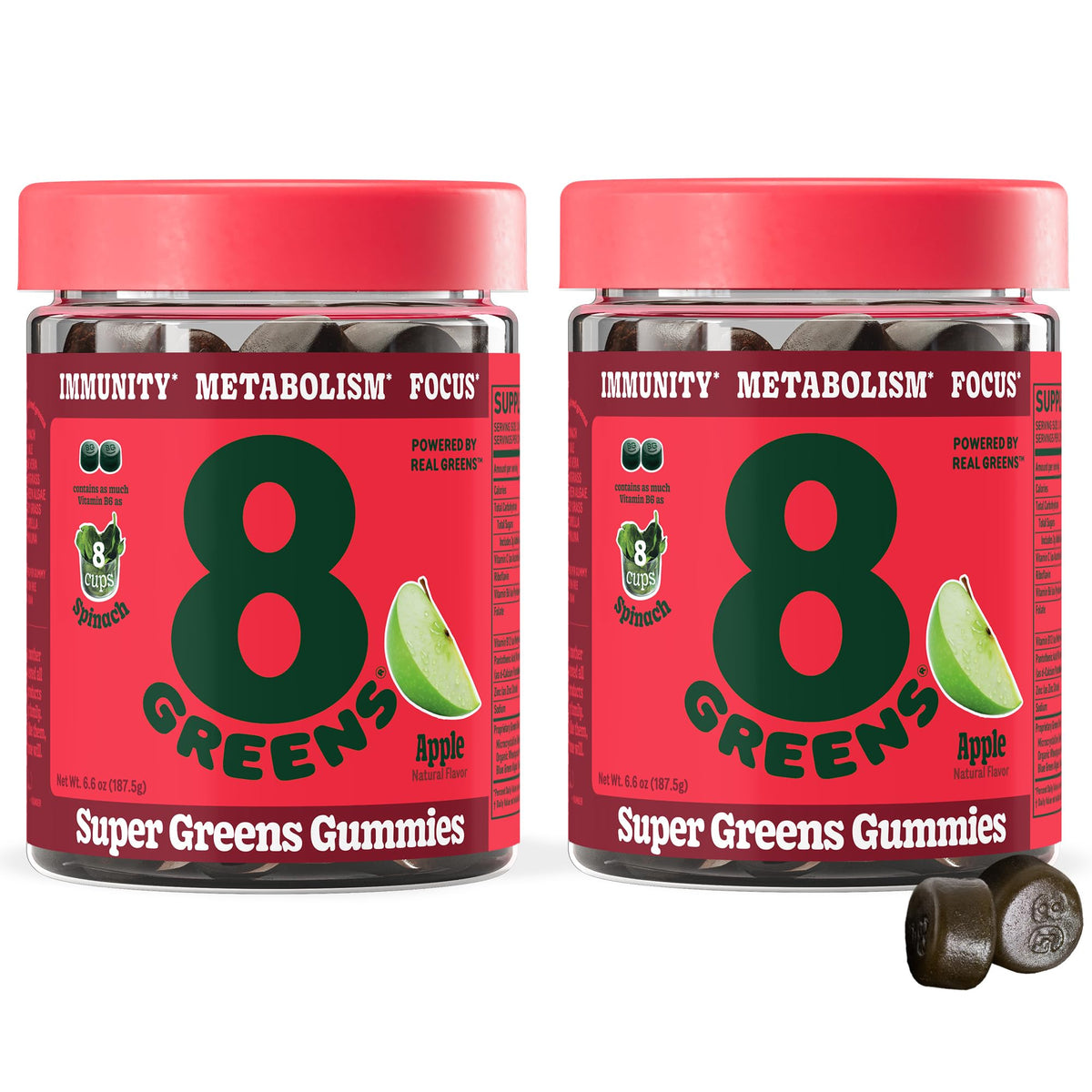 8Greens Gummies front view packaging with fruity flavours