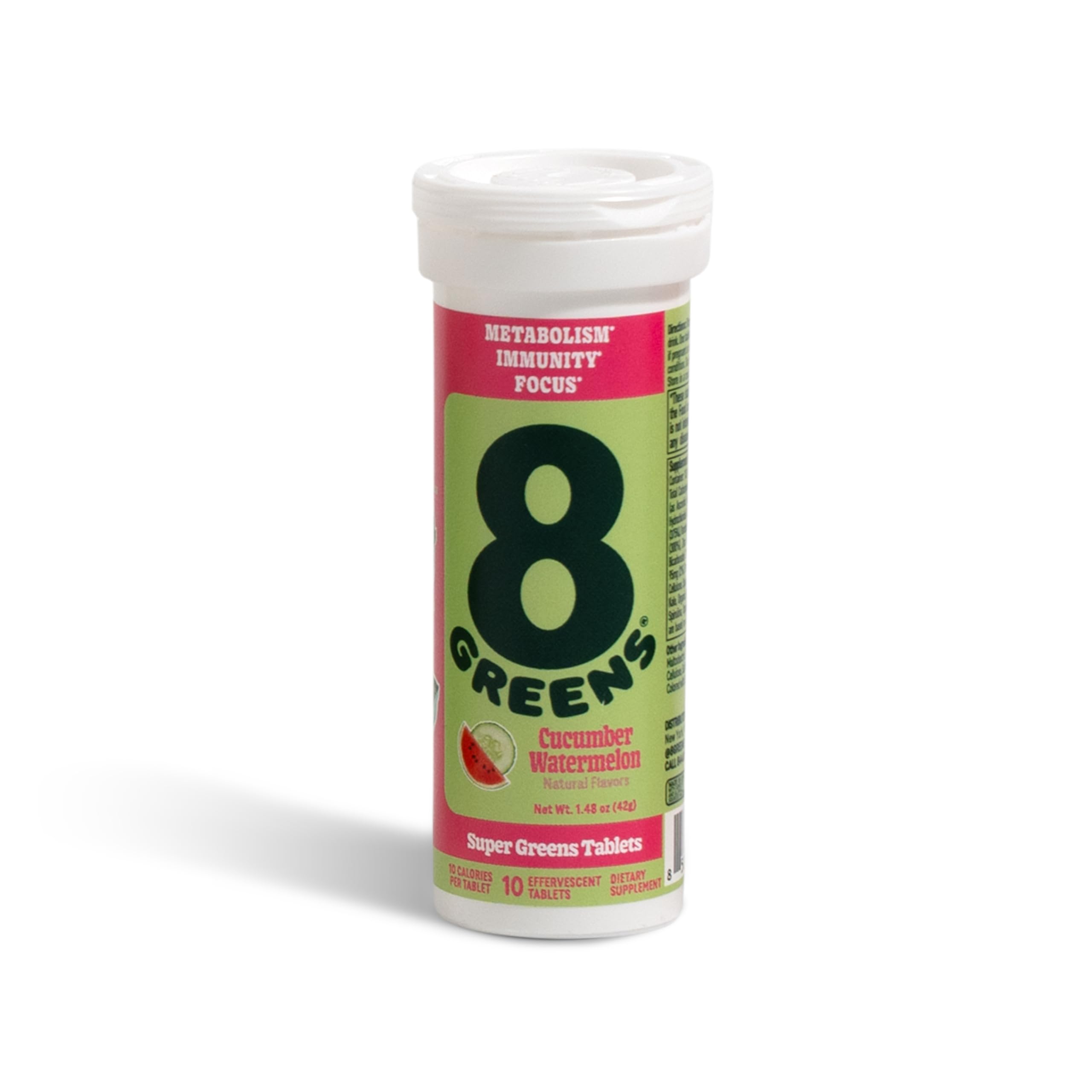 8Greens Super Greens Tablets side view with nutritional information