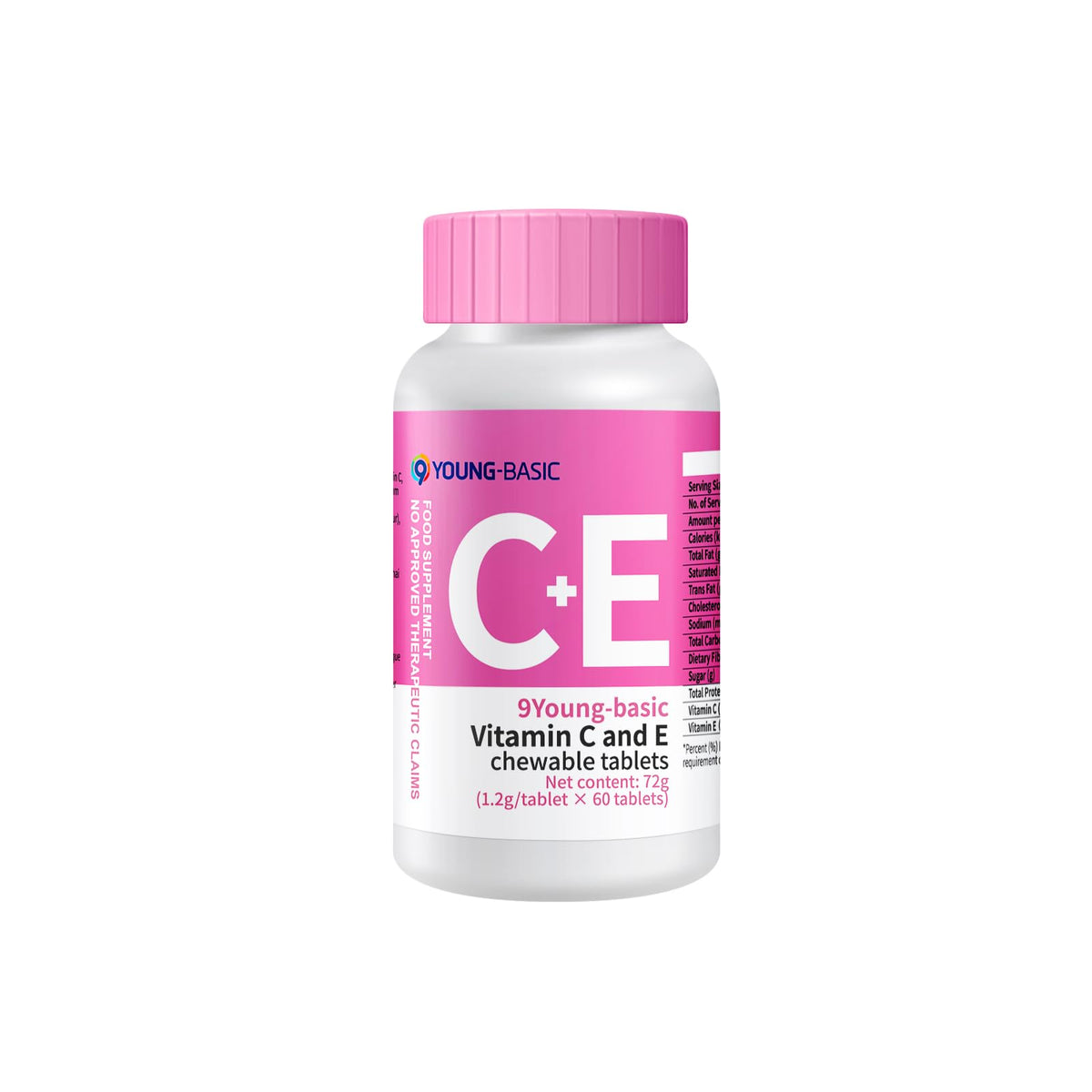9 YOUNG-BASIC Chewable Vitamin C + E Tablets front view