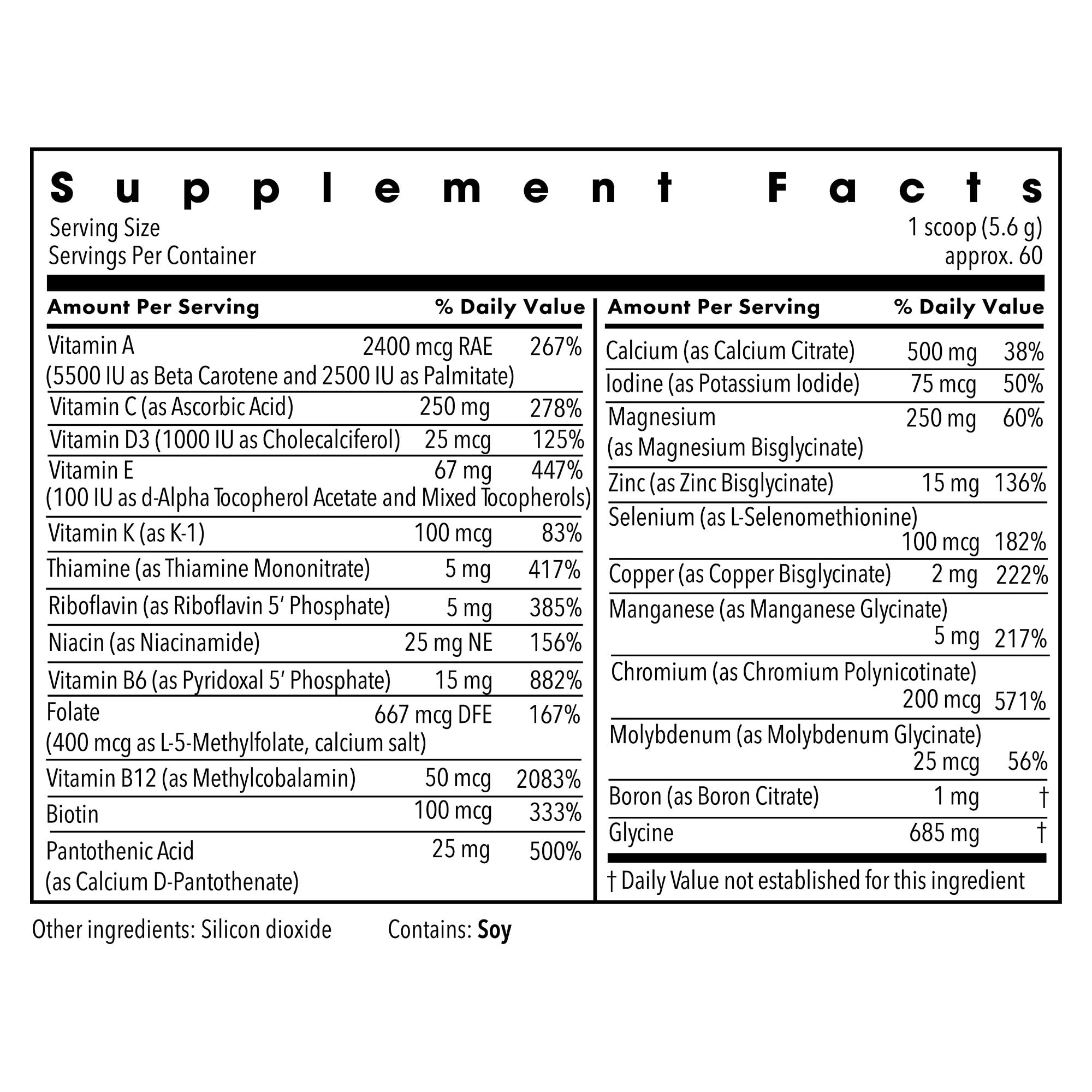 a balanced routine Maintenance Blended Vitamin & Mineral Powder packaging