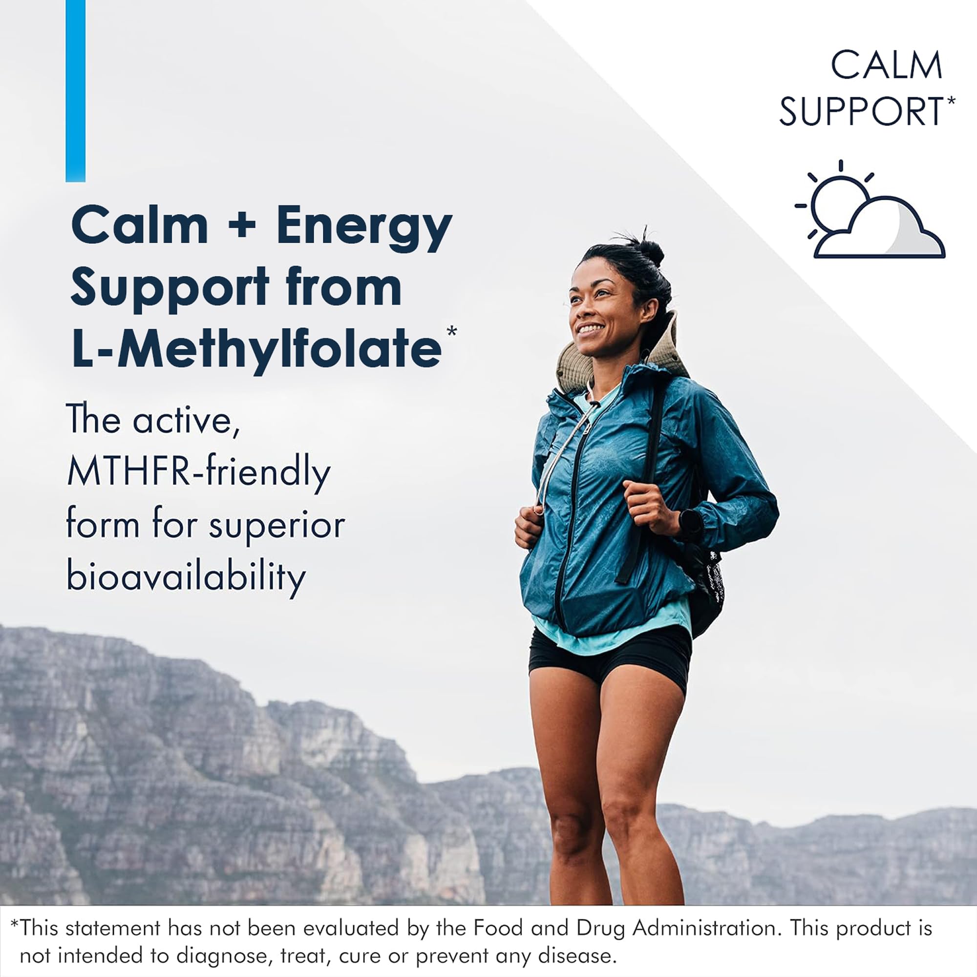 a balanced routine Maintenance L-Methylfolate 2.5mg capsule bottle with measuring spoon