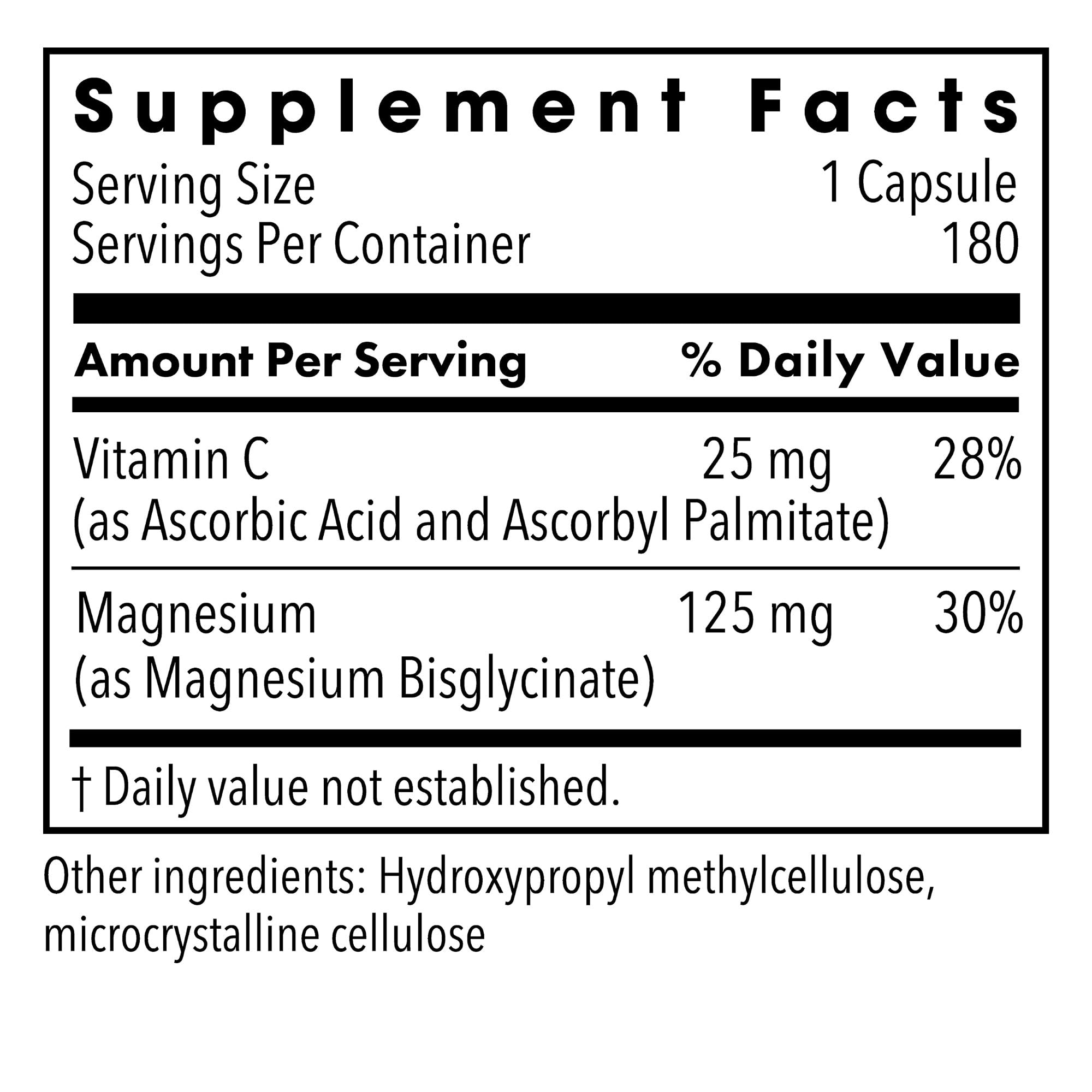 a balanced routine Maintenance Magnesium Glycinate 125mg supplement side view