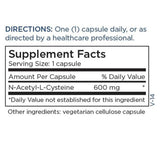 a balanced routine Maintenance NAC Supplement 600mg back view of bottle with ingredients