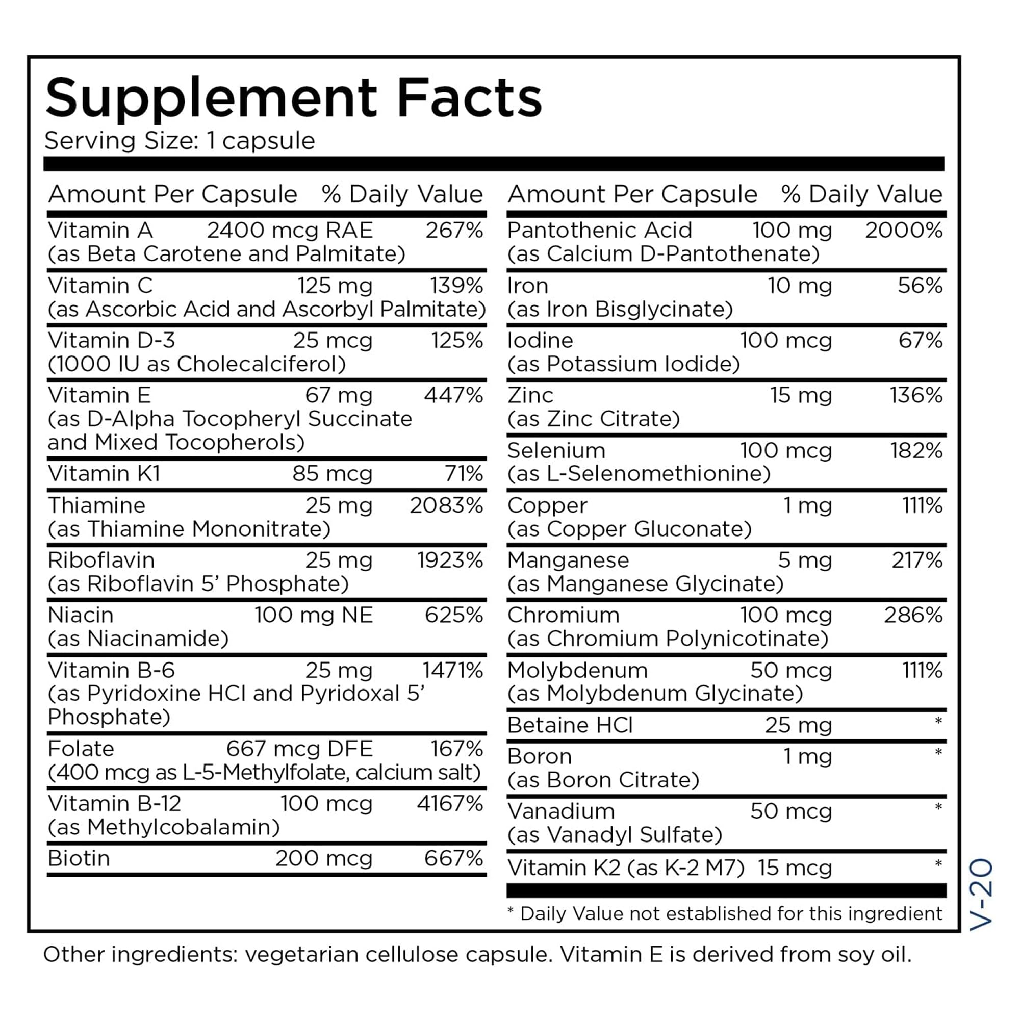 a balanced routine Maintenance The Big One Multivitamin with Iron ingredients list