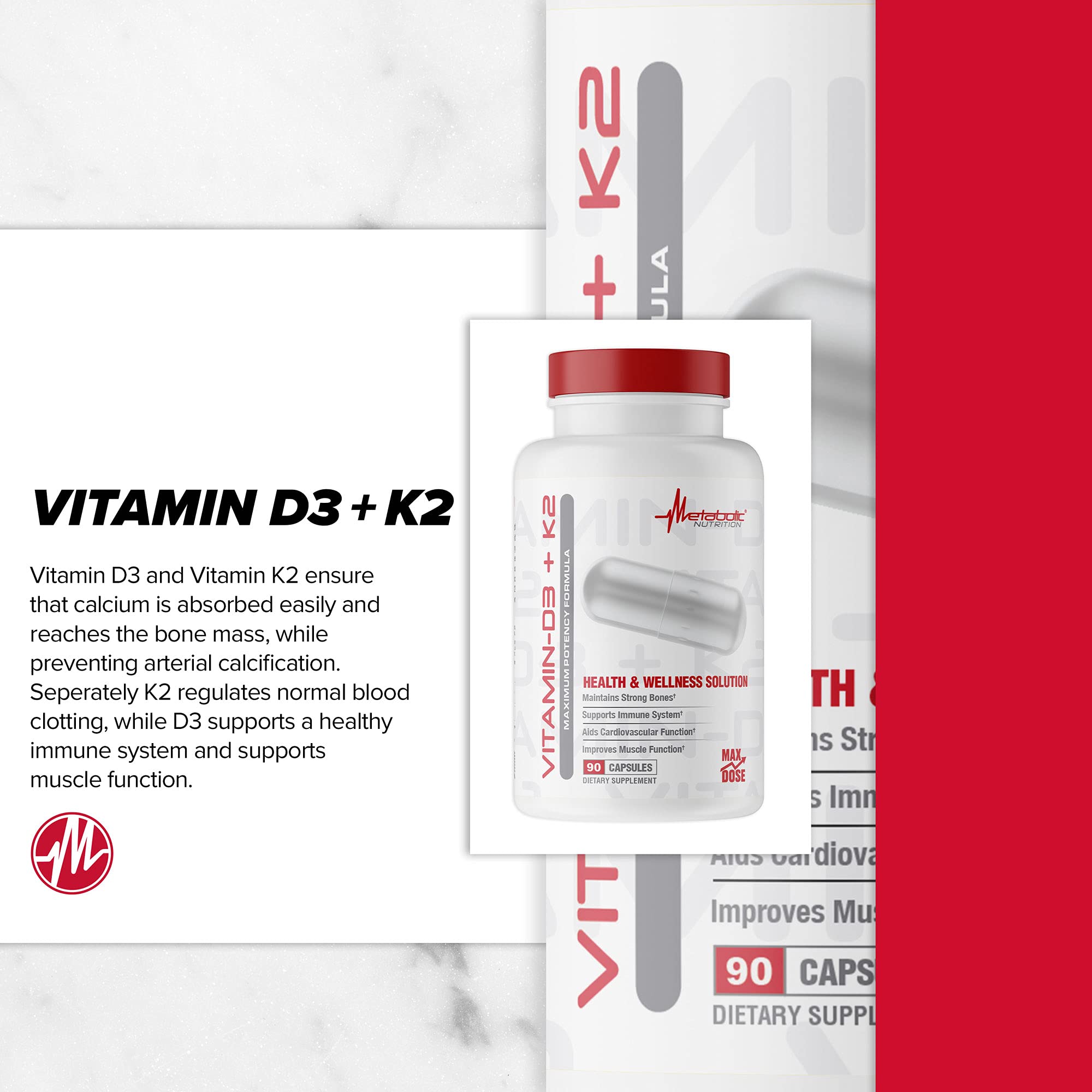 a balanced routine Nutrition Vitamin D3 & K2 Supplement capsule close-up
