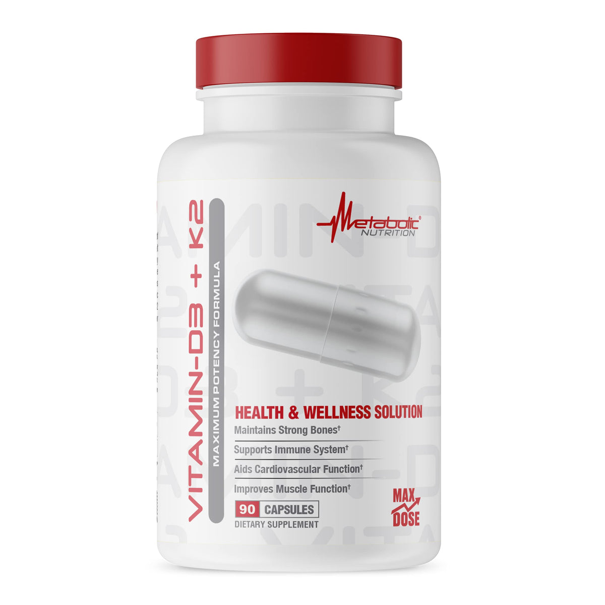 a balanced routine Nutrition Vitamin D3 & K2 Supplement front view