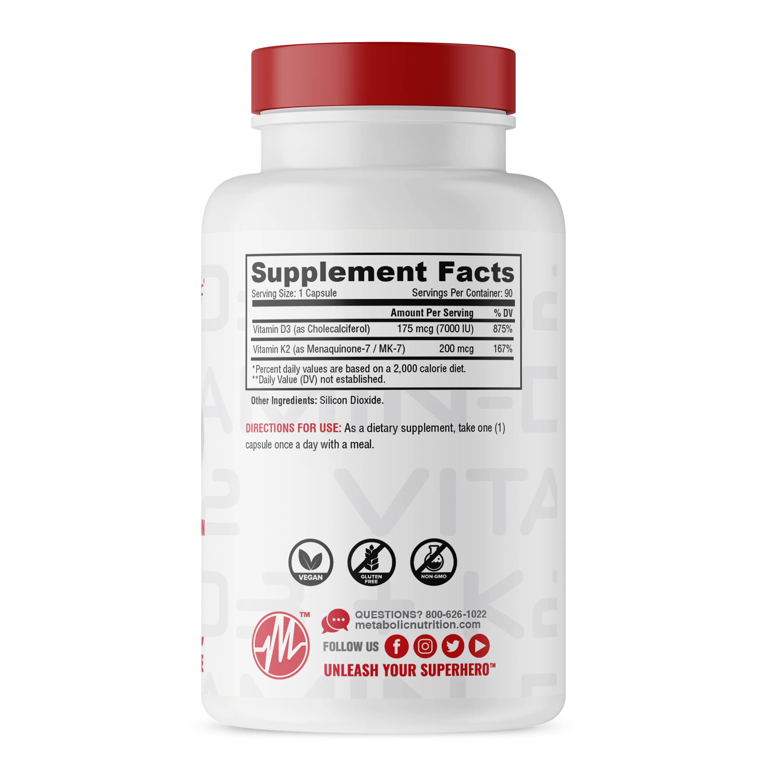a balanced routine Nutrition Vitamin D3 & K2 Supplement side view
