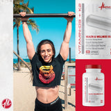 a balanced routine Nutrition Vitamin D3 & K2 Supplement with a glass of water