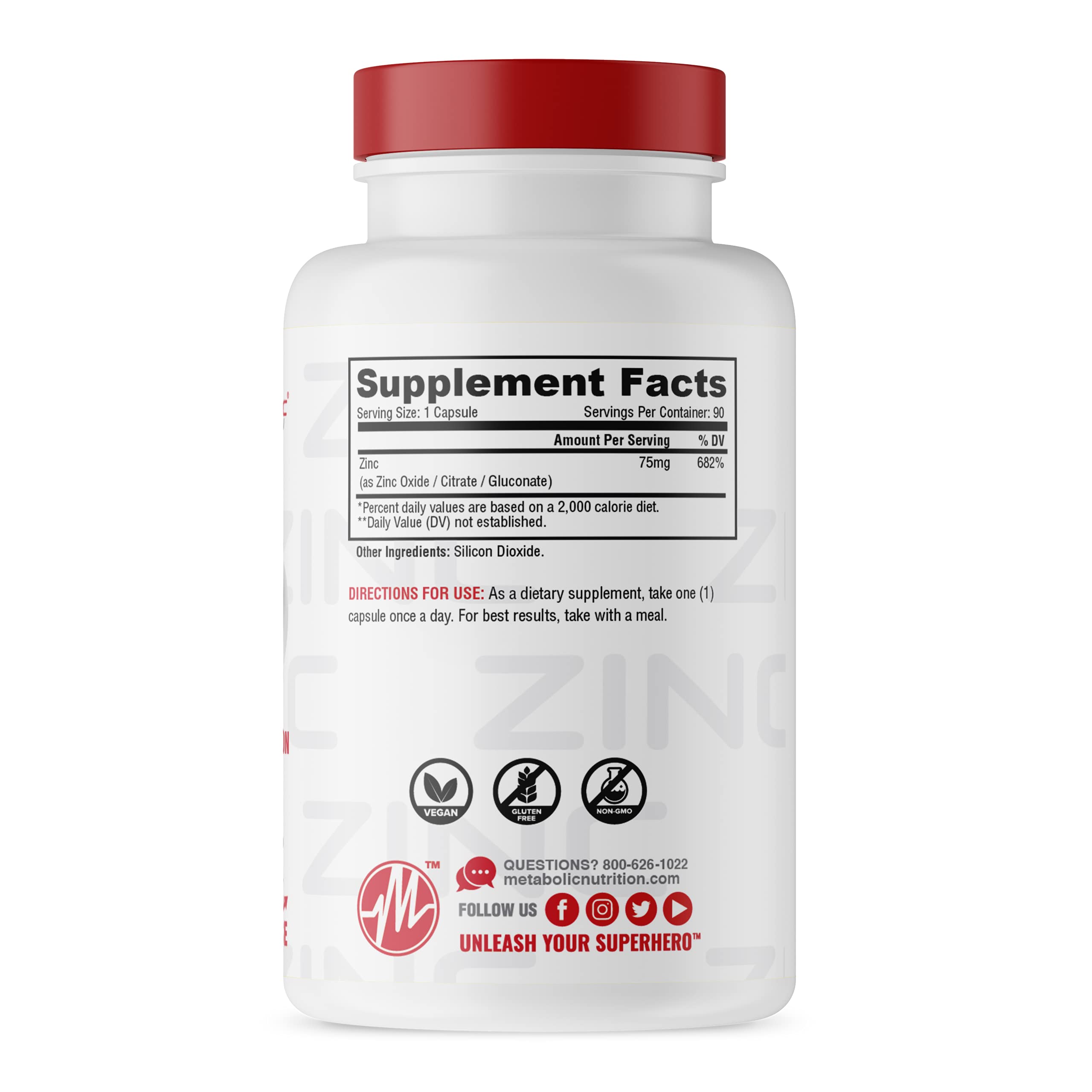 a balanced routine Nutrition Zinc Supplement 109g side view