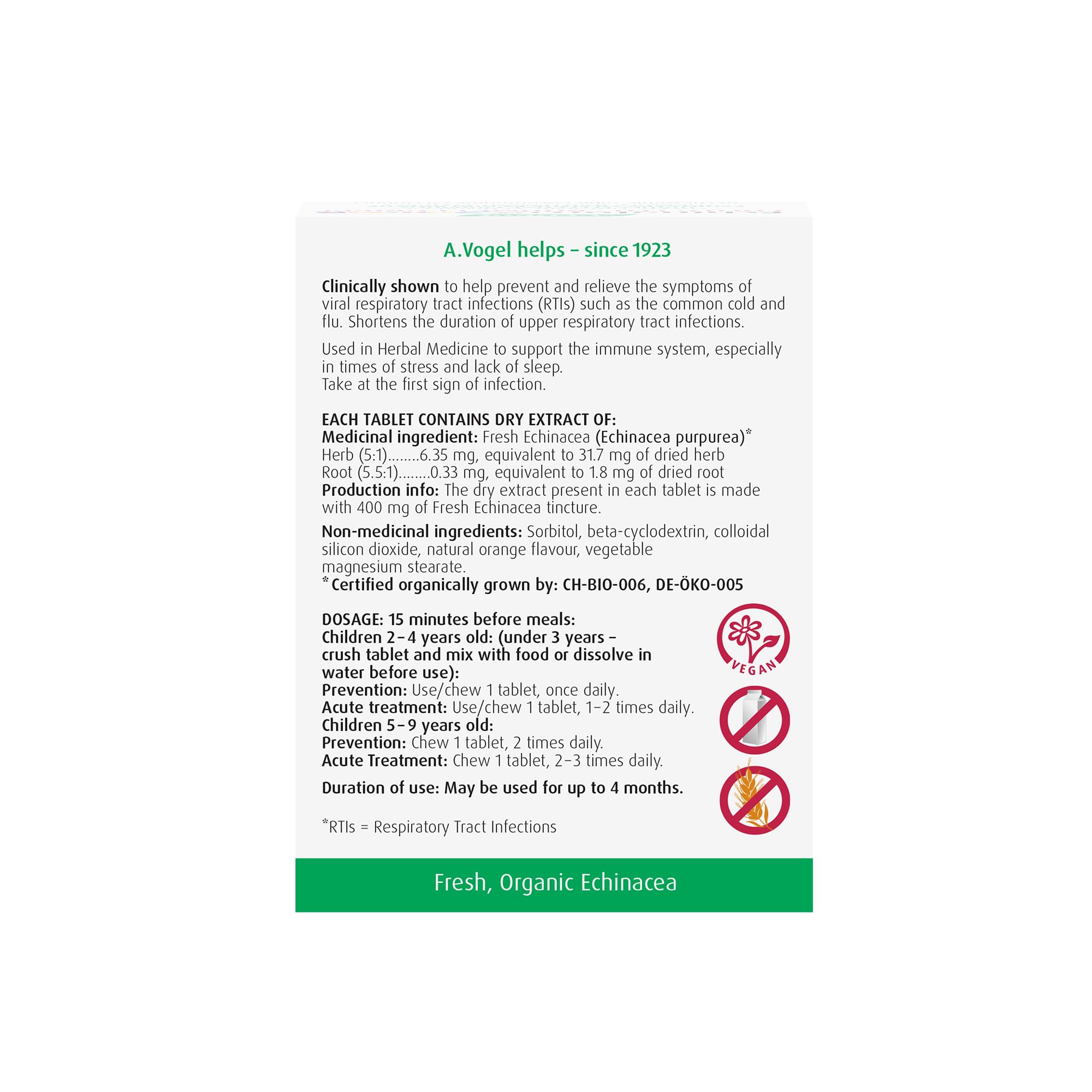 A.Vogel Echinaforce Junior Chewable Tablets with a glass of water
