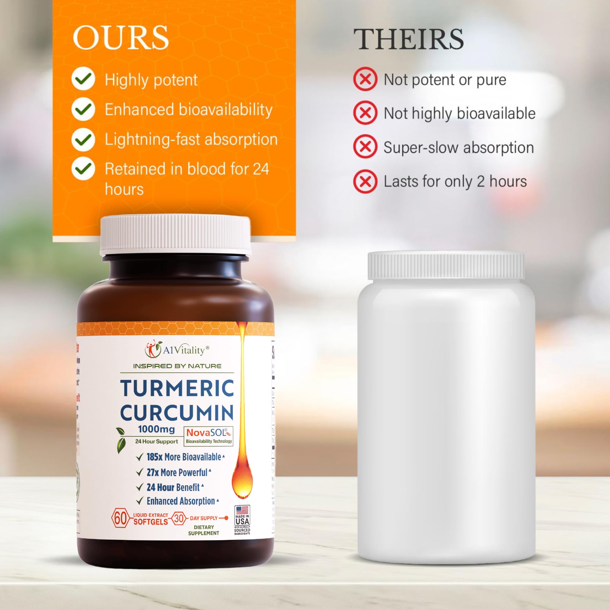 A1Vitality Curcumin 1000mg softgel packaging