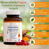 A1Vitality Vegan Turmeric Curcumin NovaSOL softgels in hand