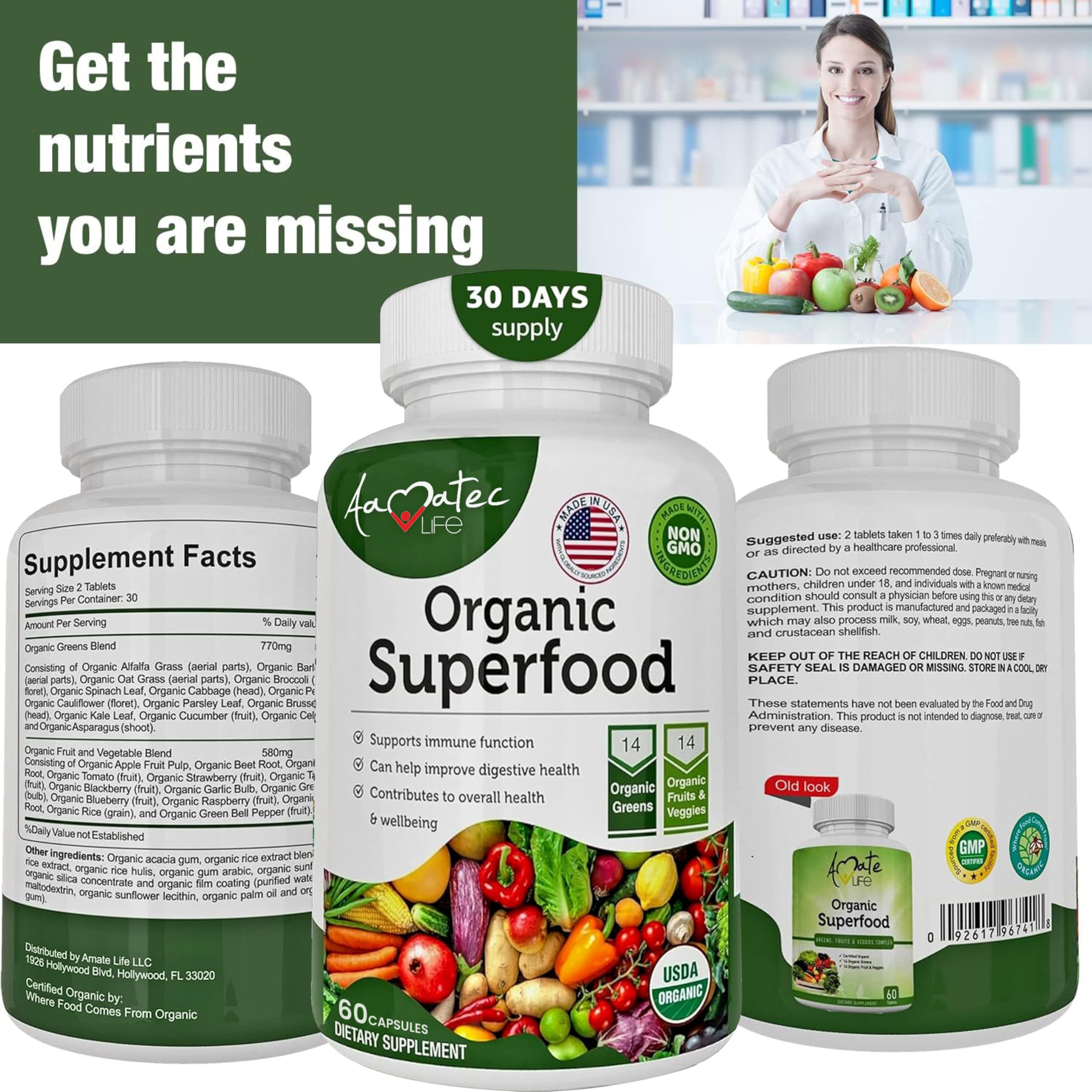AAMATEC LIFE Alfalfa Supplement capsules close-up
