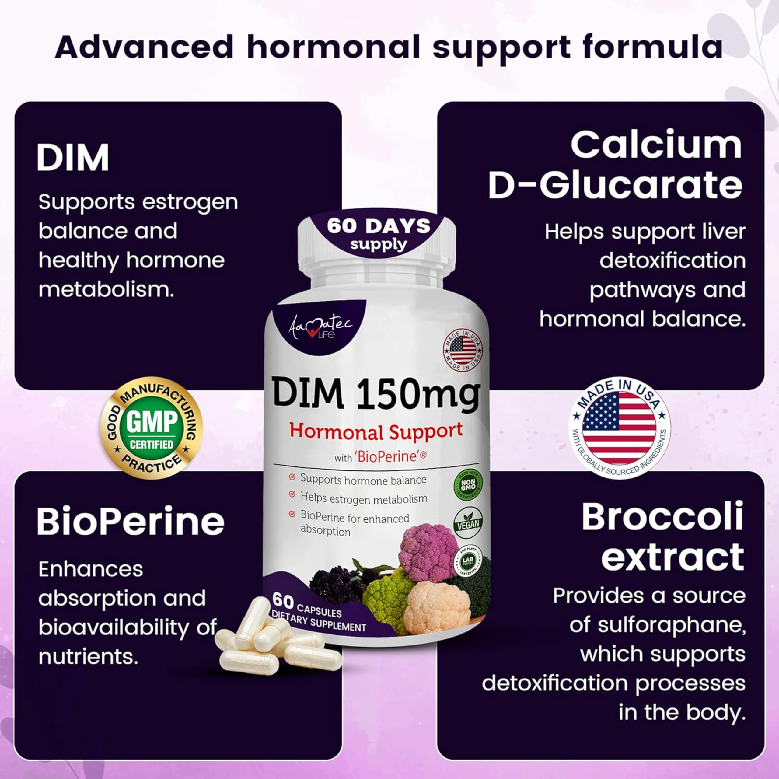 AAMATEC LIFE DIM Complex Supplement 150mg capsule close-up