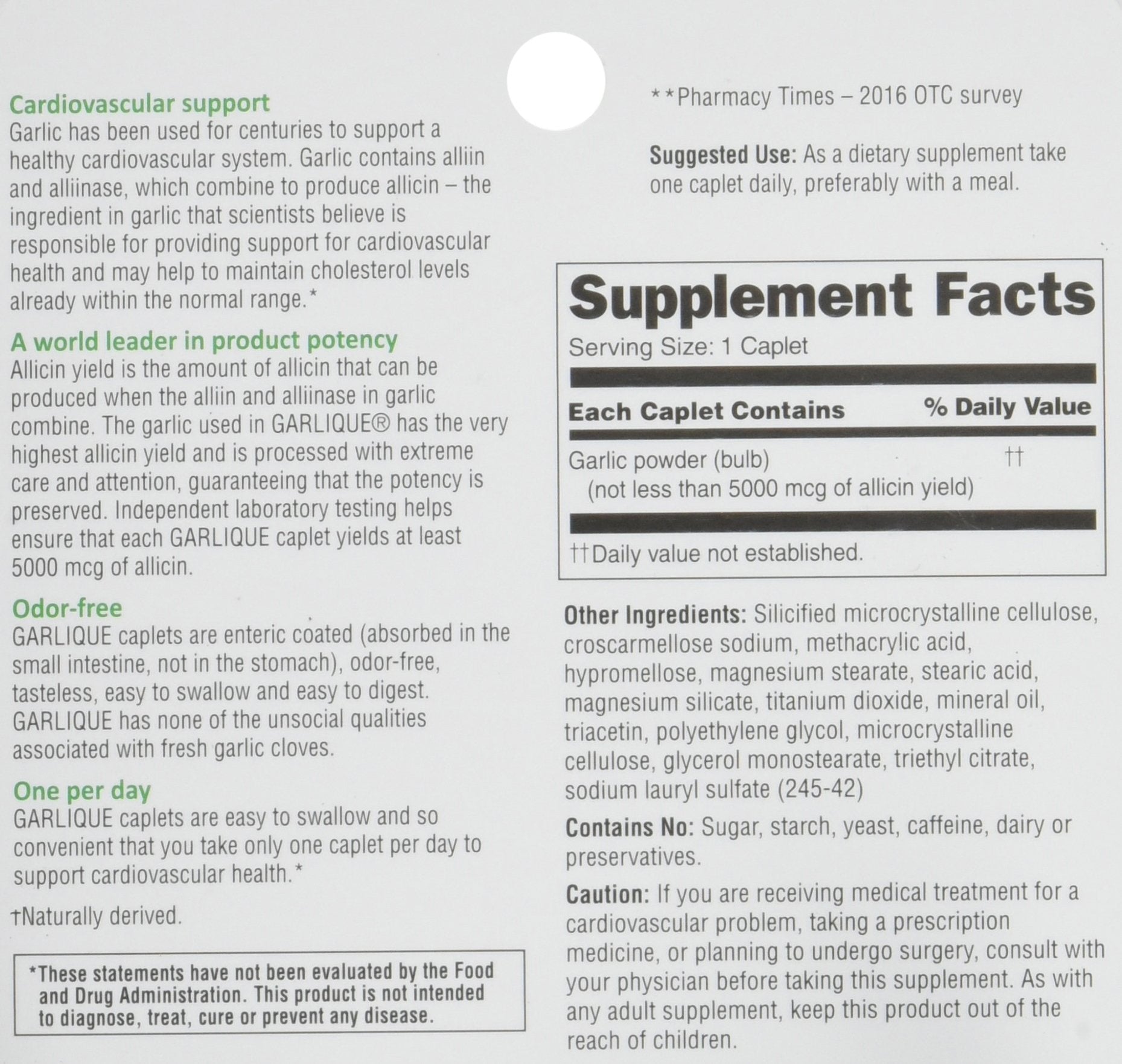 AB Garlic Extract Supplement caplet close-up