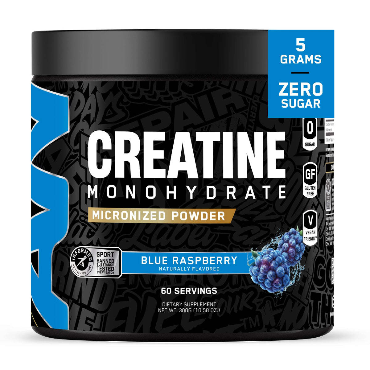 ABE all black everything Creatine Monohydrate 300g powder front view