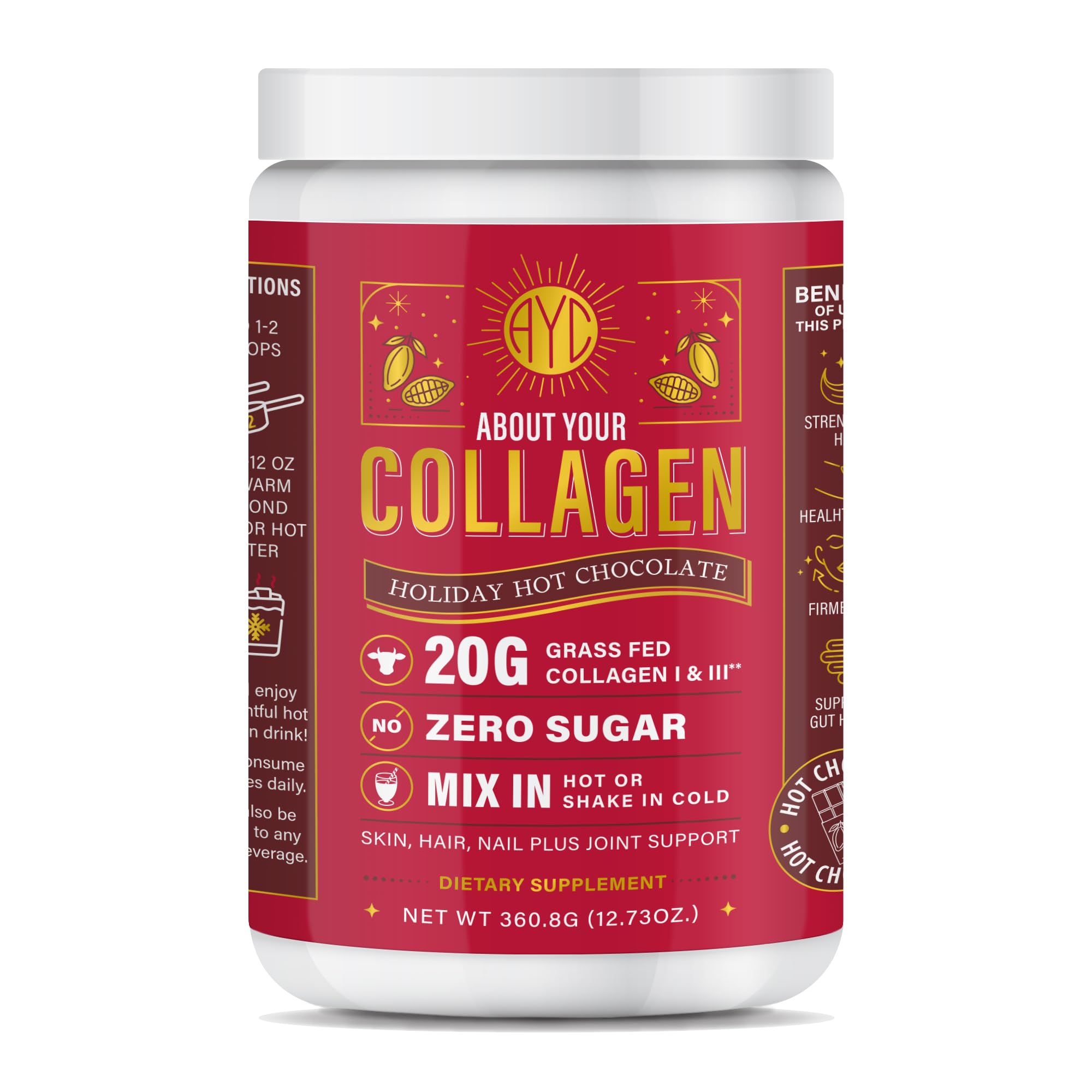 ABOUT YOUR COLLAGEN Chocolate Collagen Peptides front view packaging