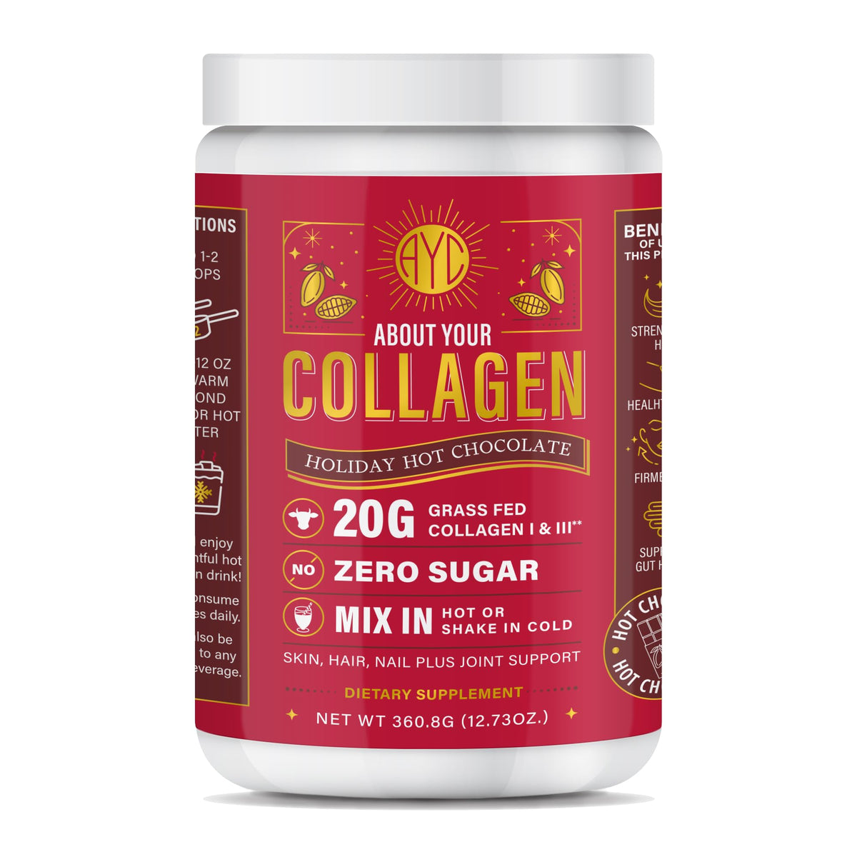 ABOUT YOUR COLLAGEN Chocolate Collagen Peptides front view packaging