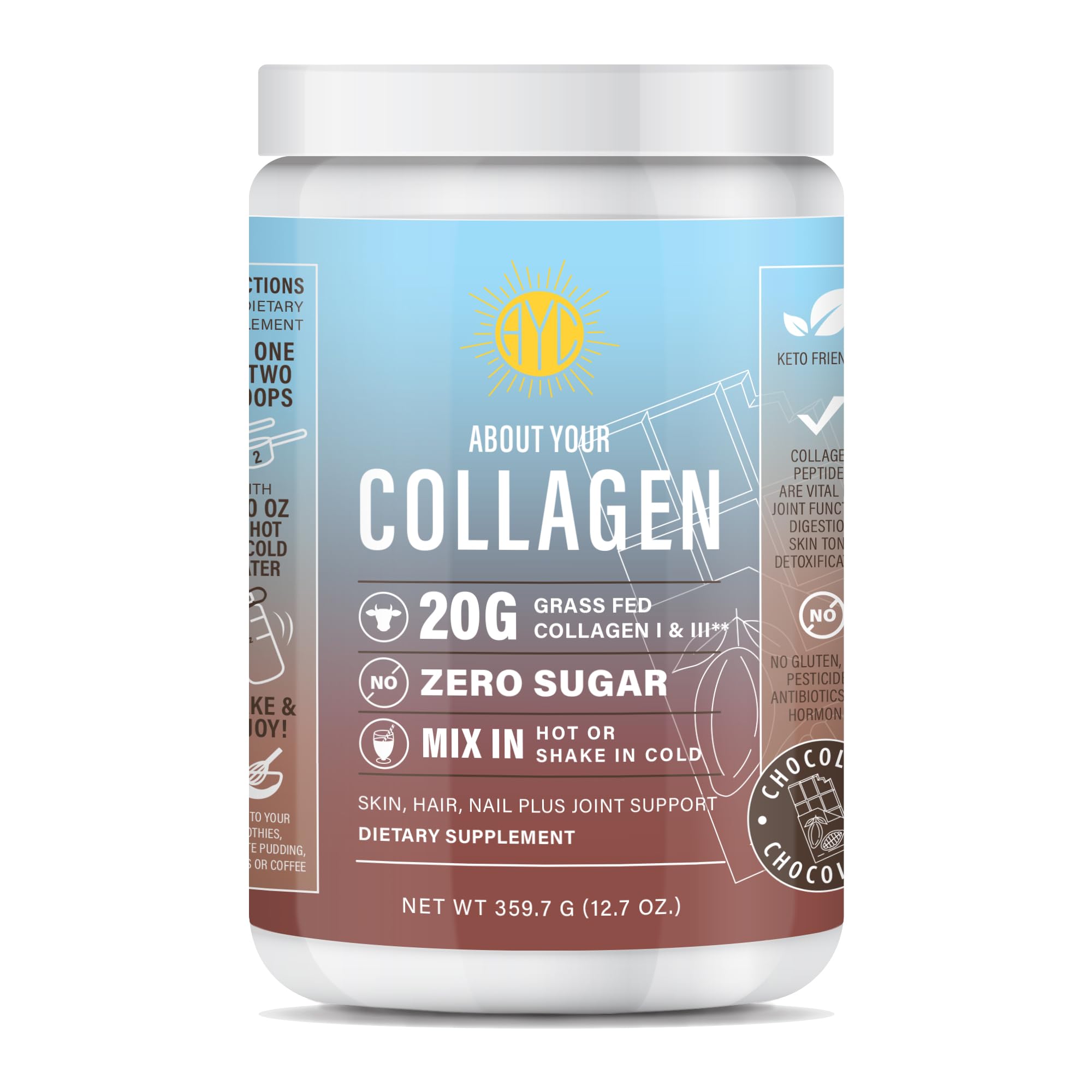 ABOUT YOUR COLLAGEN Cocoa Powder Collagen Supplement front view