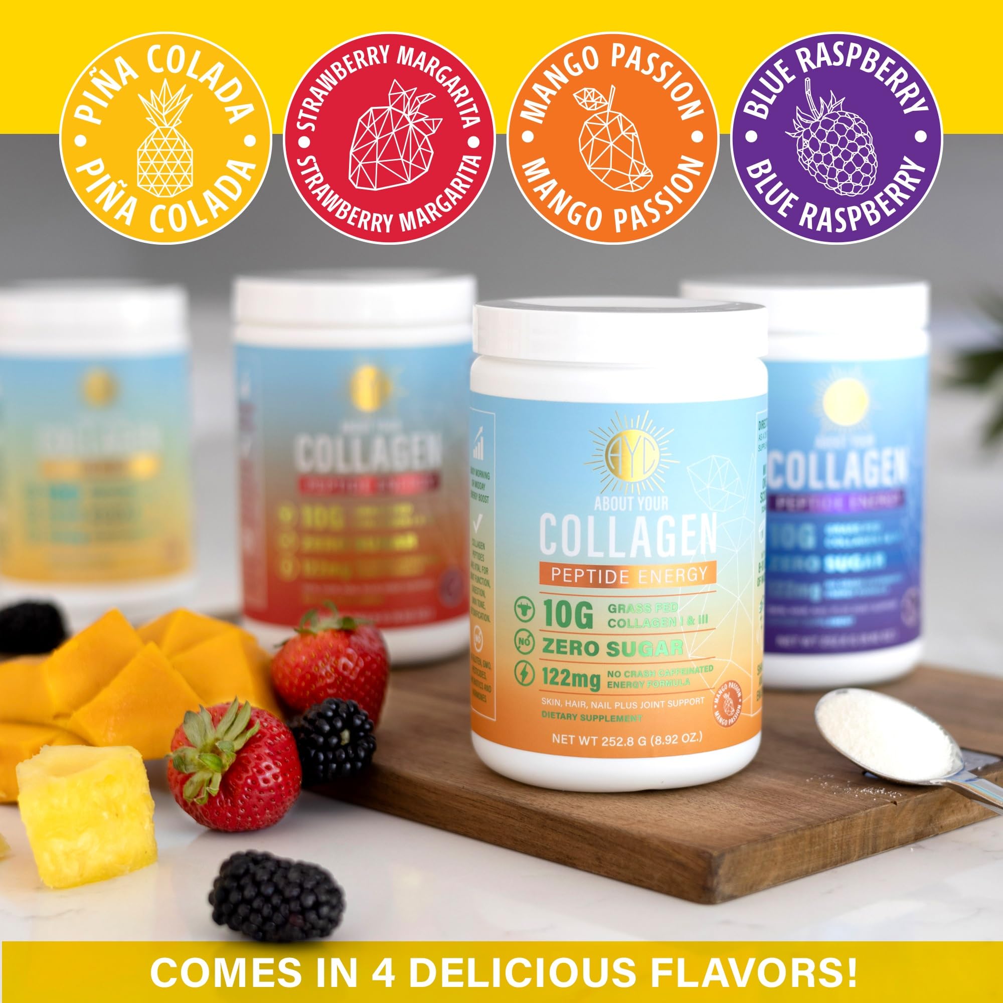 ABOUT YOUR COLLAGEN Collagen Powder back view with ingredient list