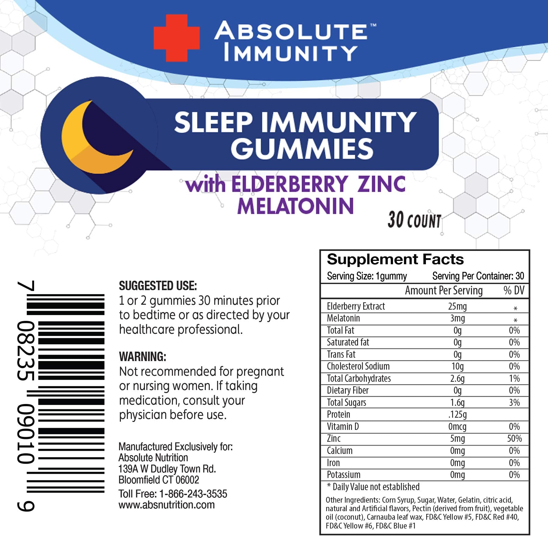 Absolute Nutrition Zinc and Elderberry Sleep Gummies packaging