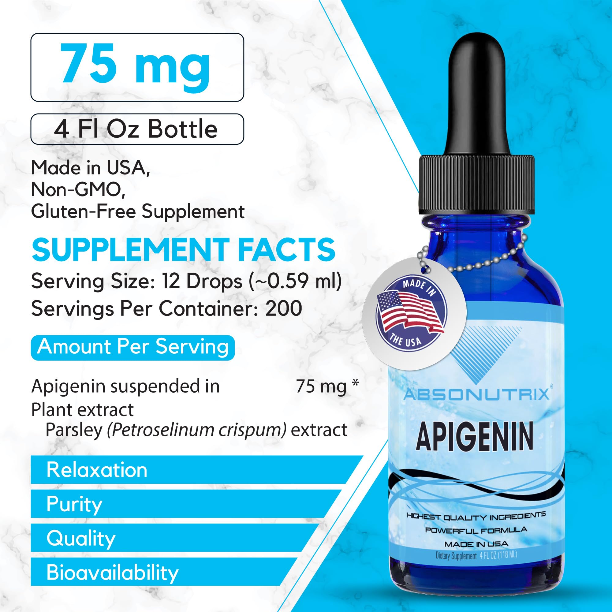 Absonutrix Apigenin liquid supplement side view