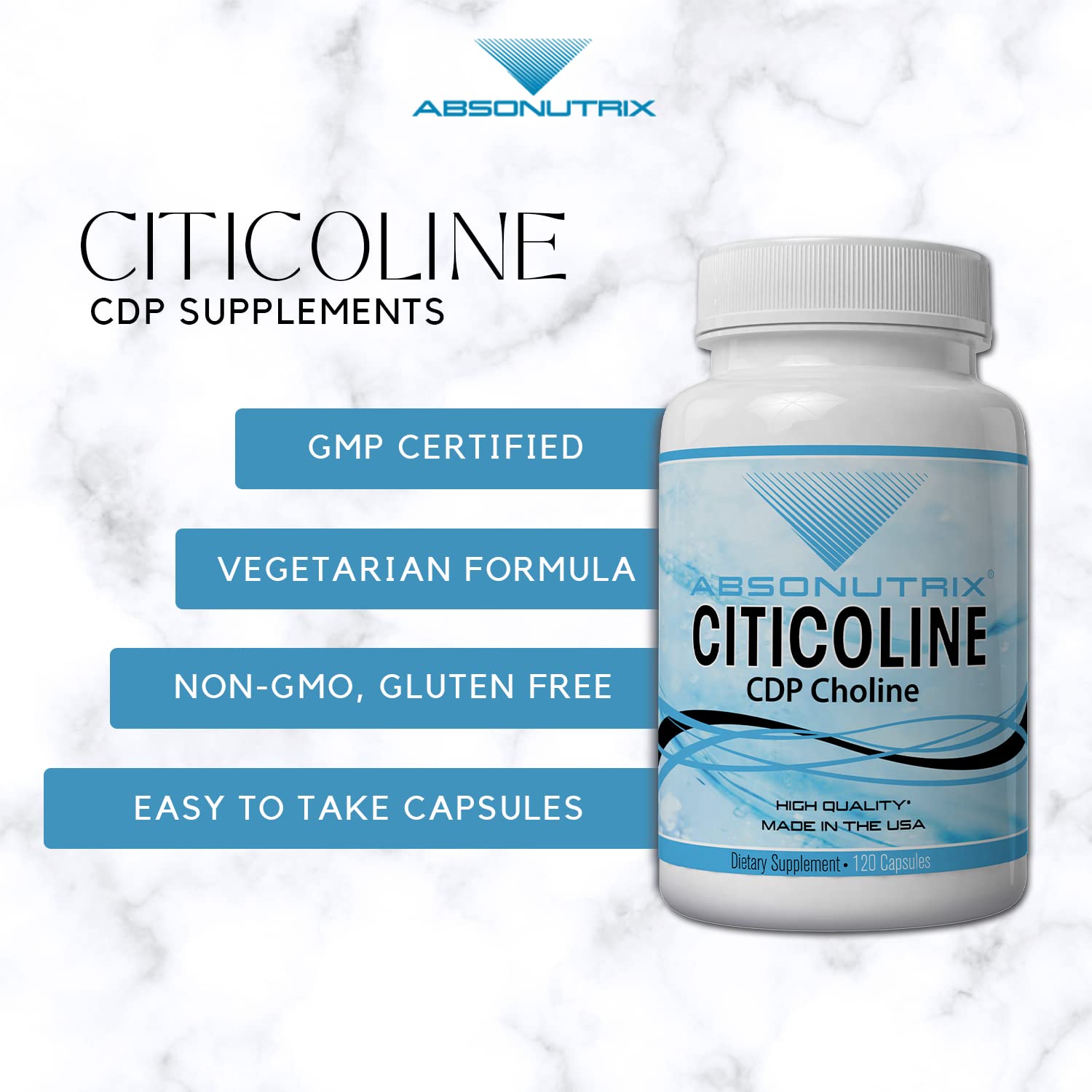 Absonutrix Citicoline Capsules 500mg with measuring spoon