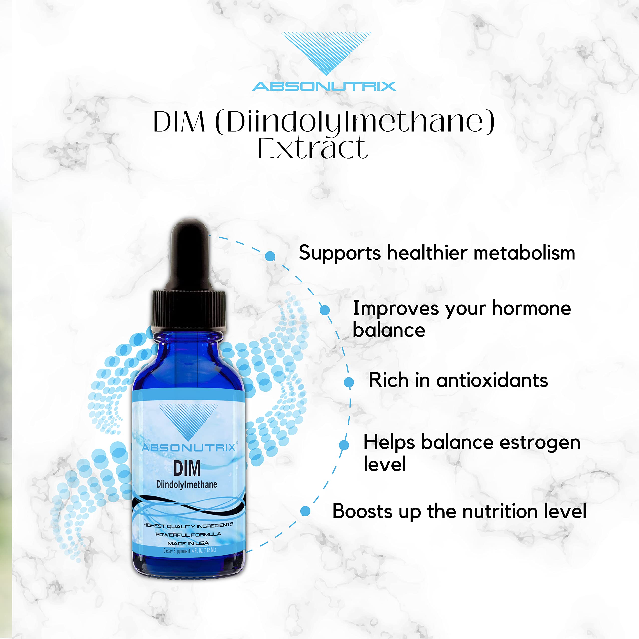 Absonutrix Diindolylmethane Extract 500mg liquid drops with peppermint oil