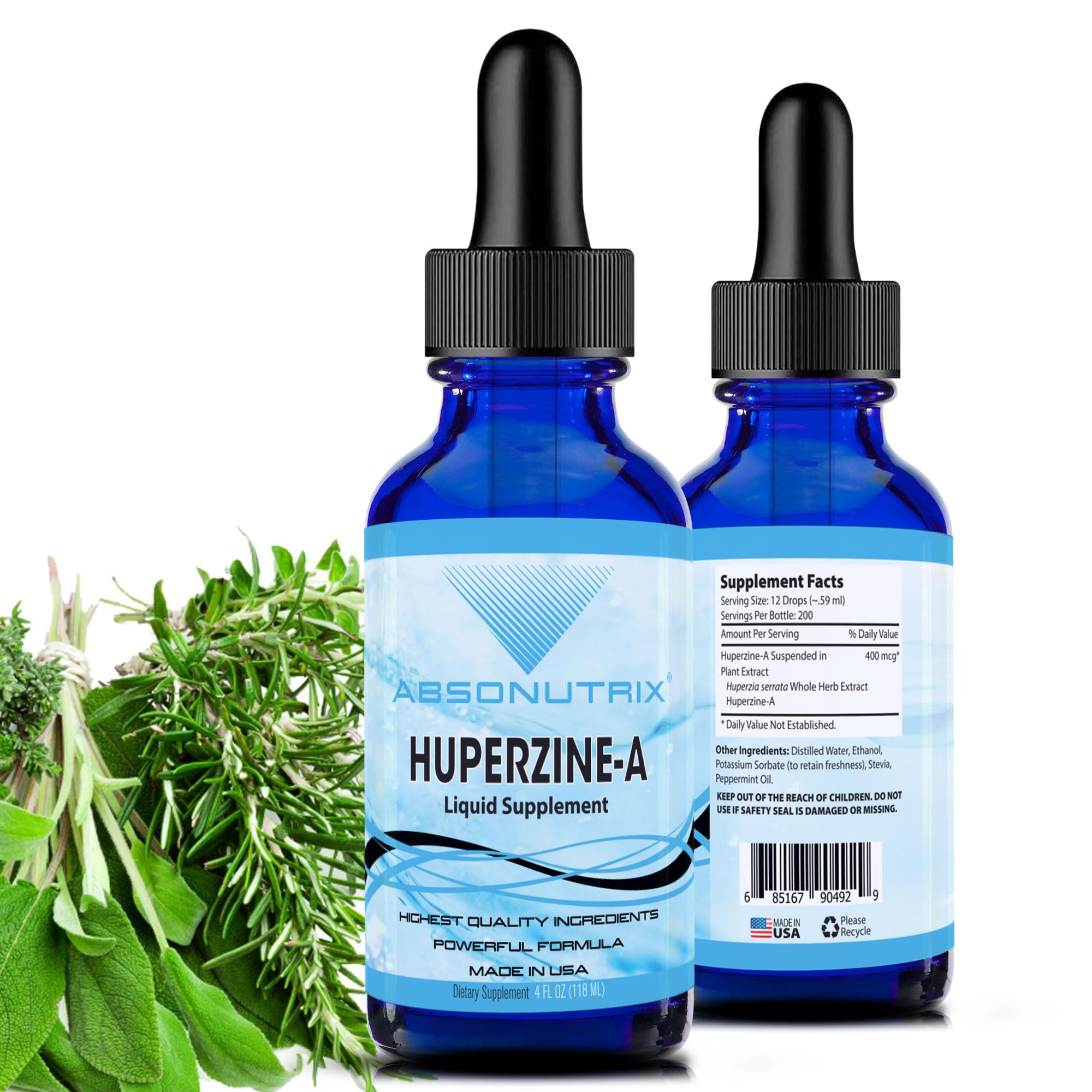 Absonutrix Huperzine-A liquid supplement front view 222g