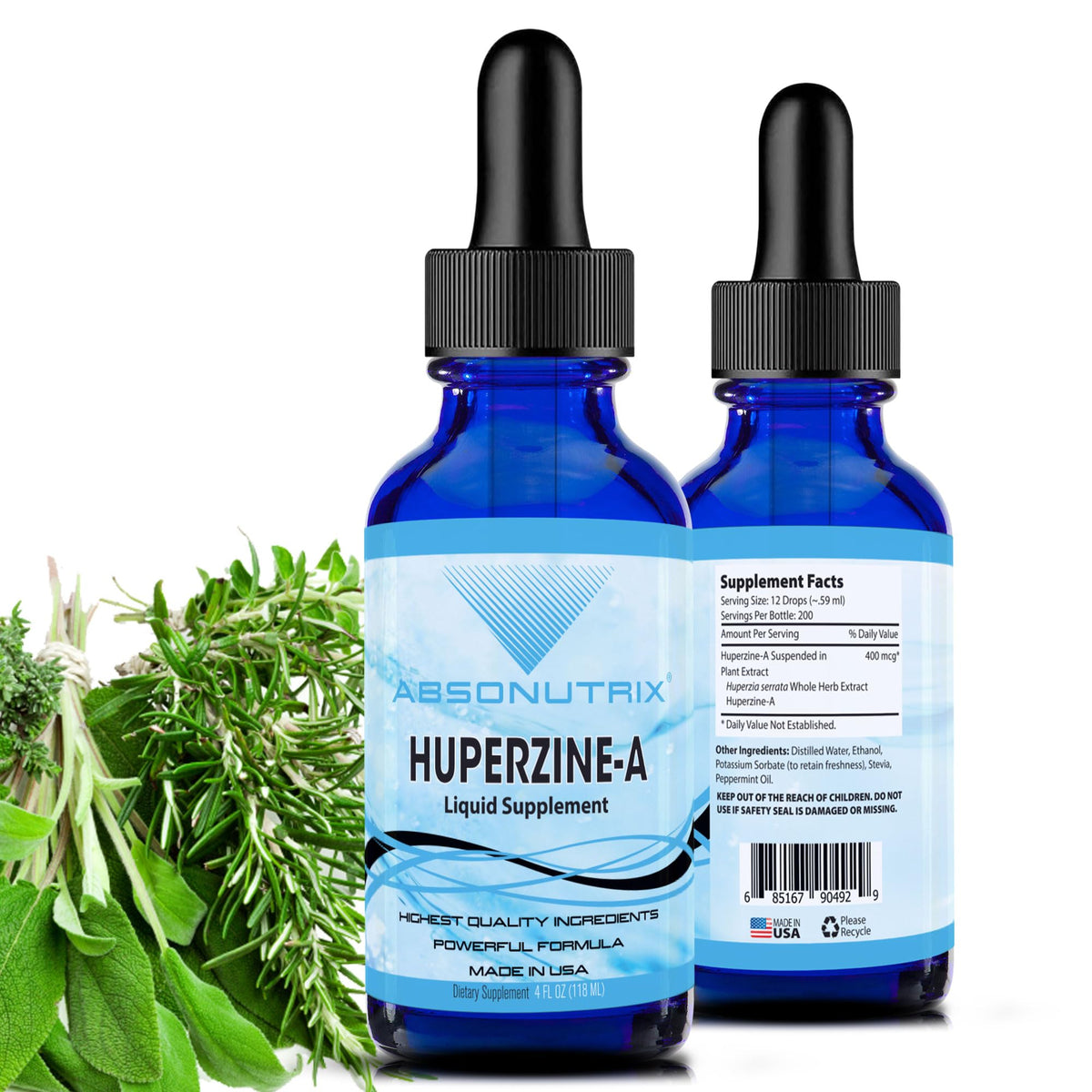 Absonutrix Huperzine-A liquid supplement front view 222g