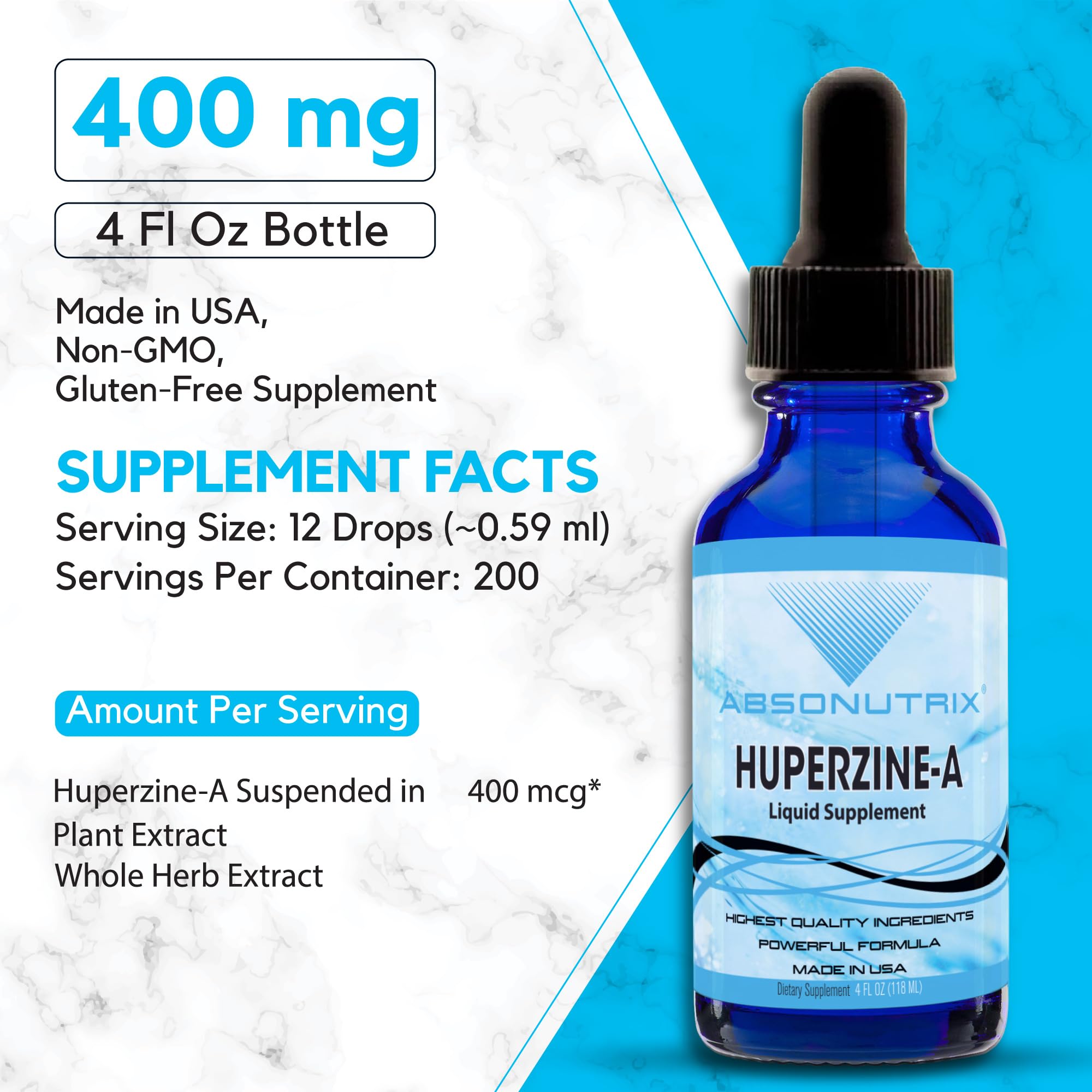 Absonutrix Huperzine-A liquid supplement side view with label