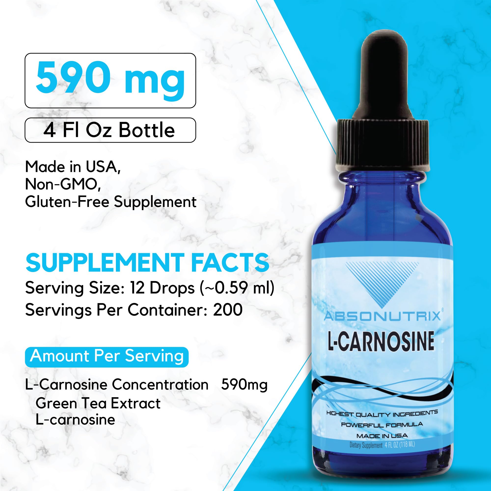 Absonutrix L-Carnosine Complex liquid drops with peppermint oil ingredient