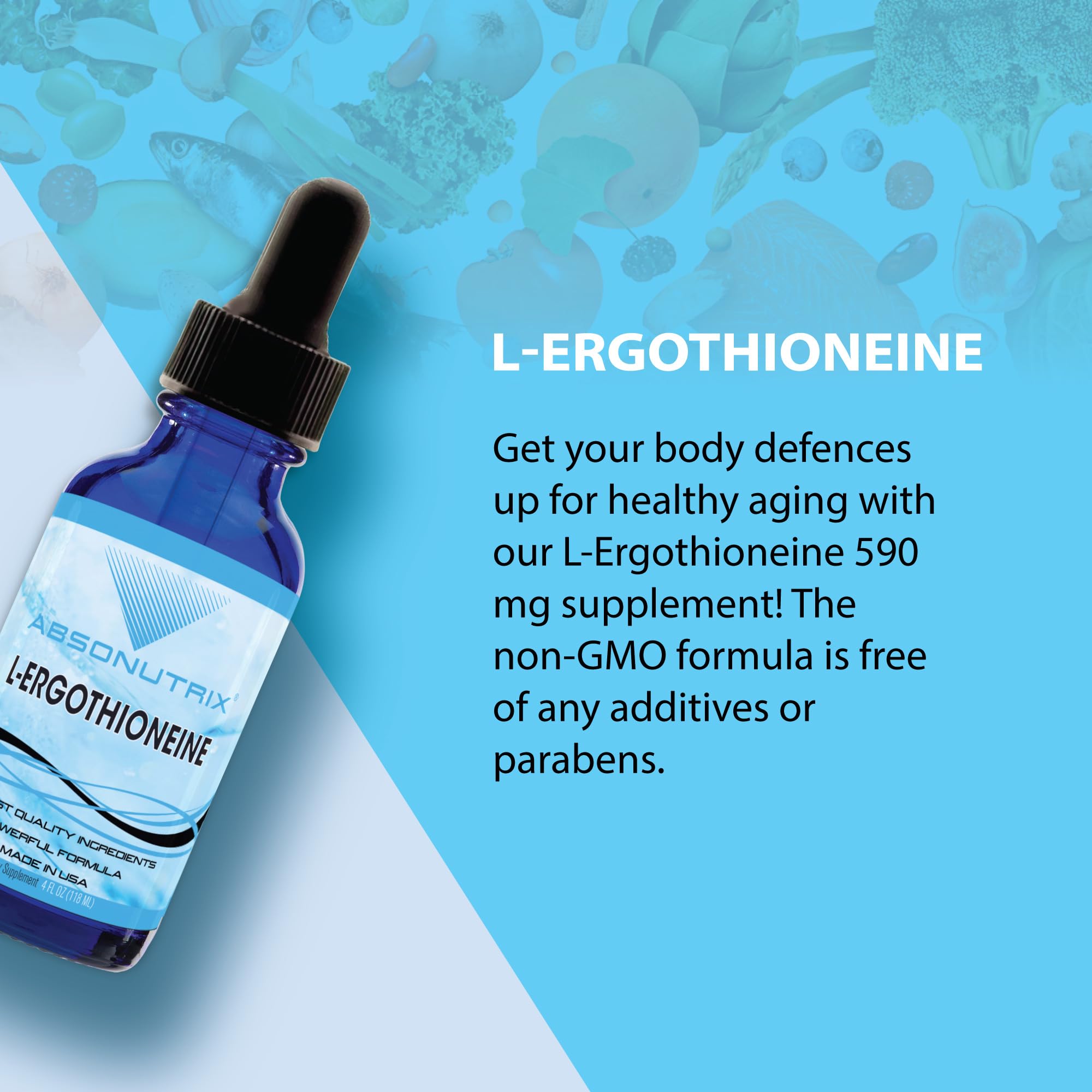 Absonutrix L-Ergothioneine Liquid Supplement 590 mg in a glass