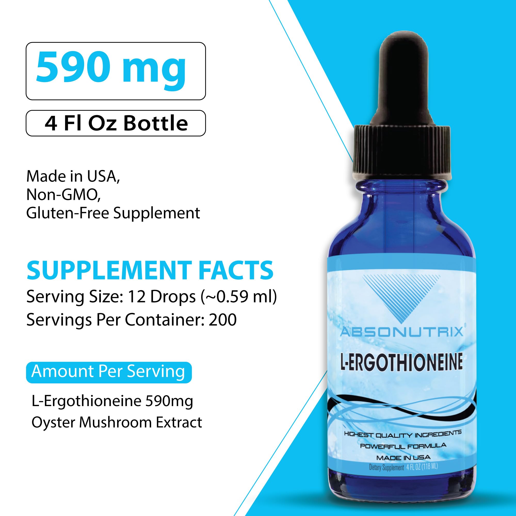 Absonutrix L-Ergothioneine Liquid Supplement 590 mg side view