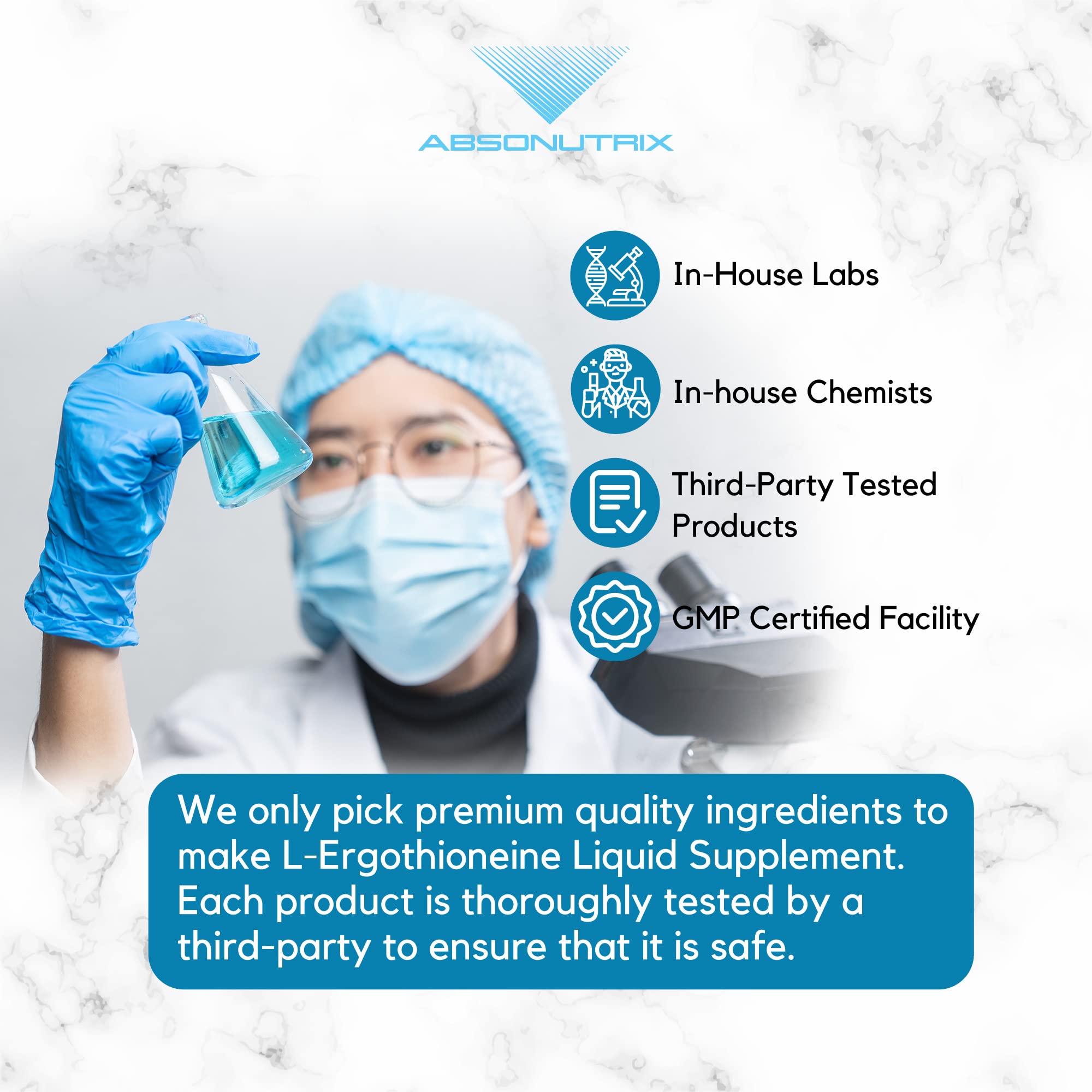 Absonutrix L-Ergothioneine Liquid Supplement 590 mg with measuring spoon