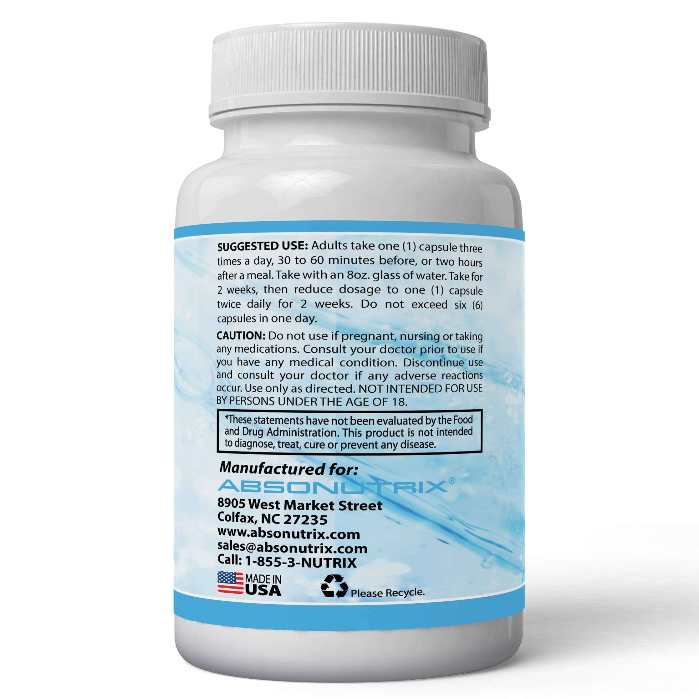 Absonutrix Lumbrokinase bottle side view showing ingredients