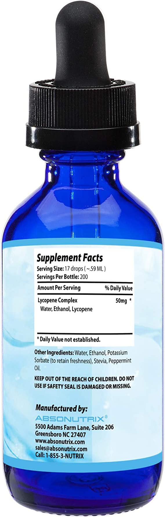 Absonutrix Lycopene Complex Liquid Supplement dropper close-up