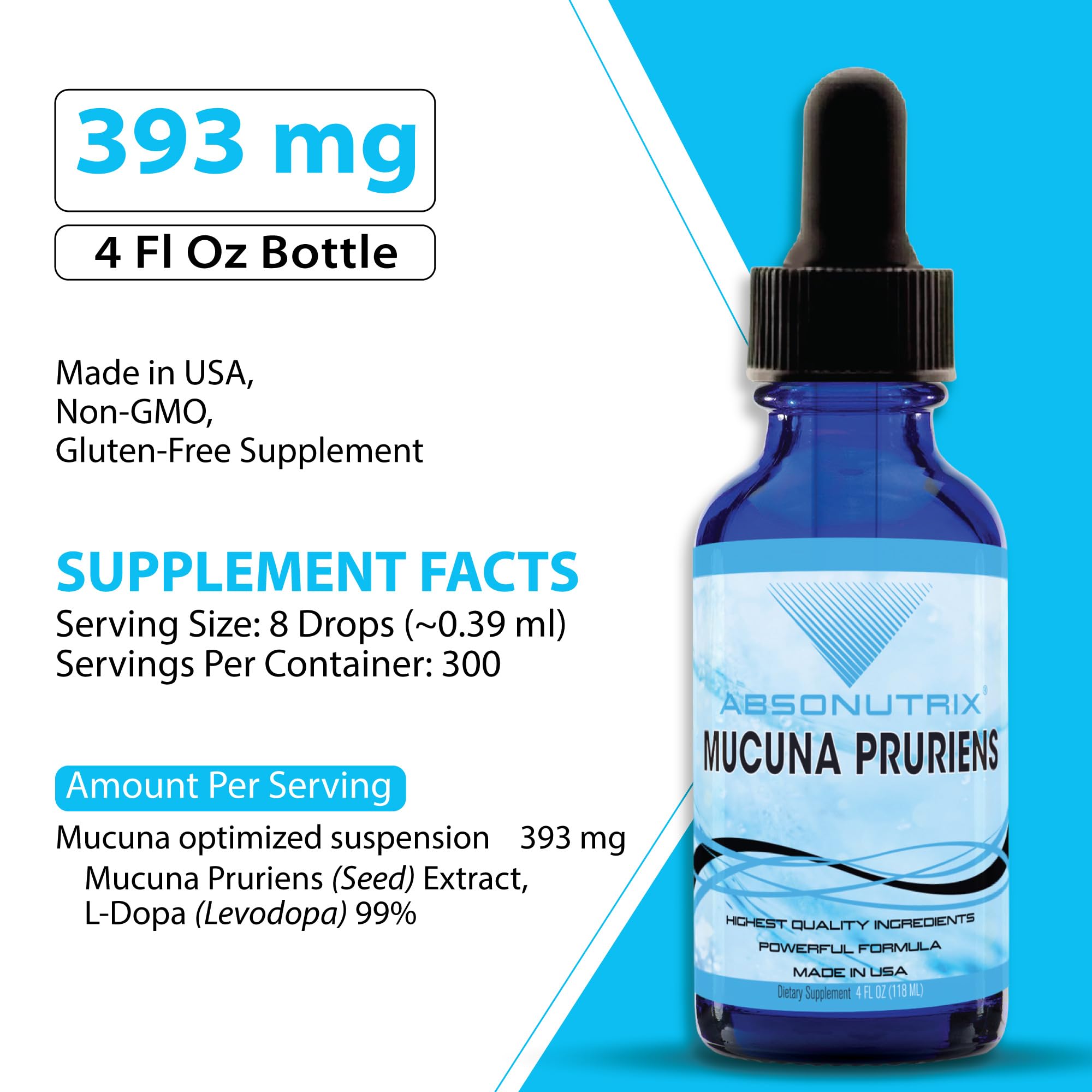 Absonutrix Mucuna Pruriens liquid supplement bottle back view