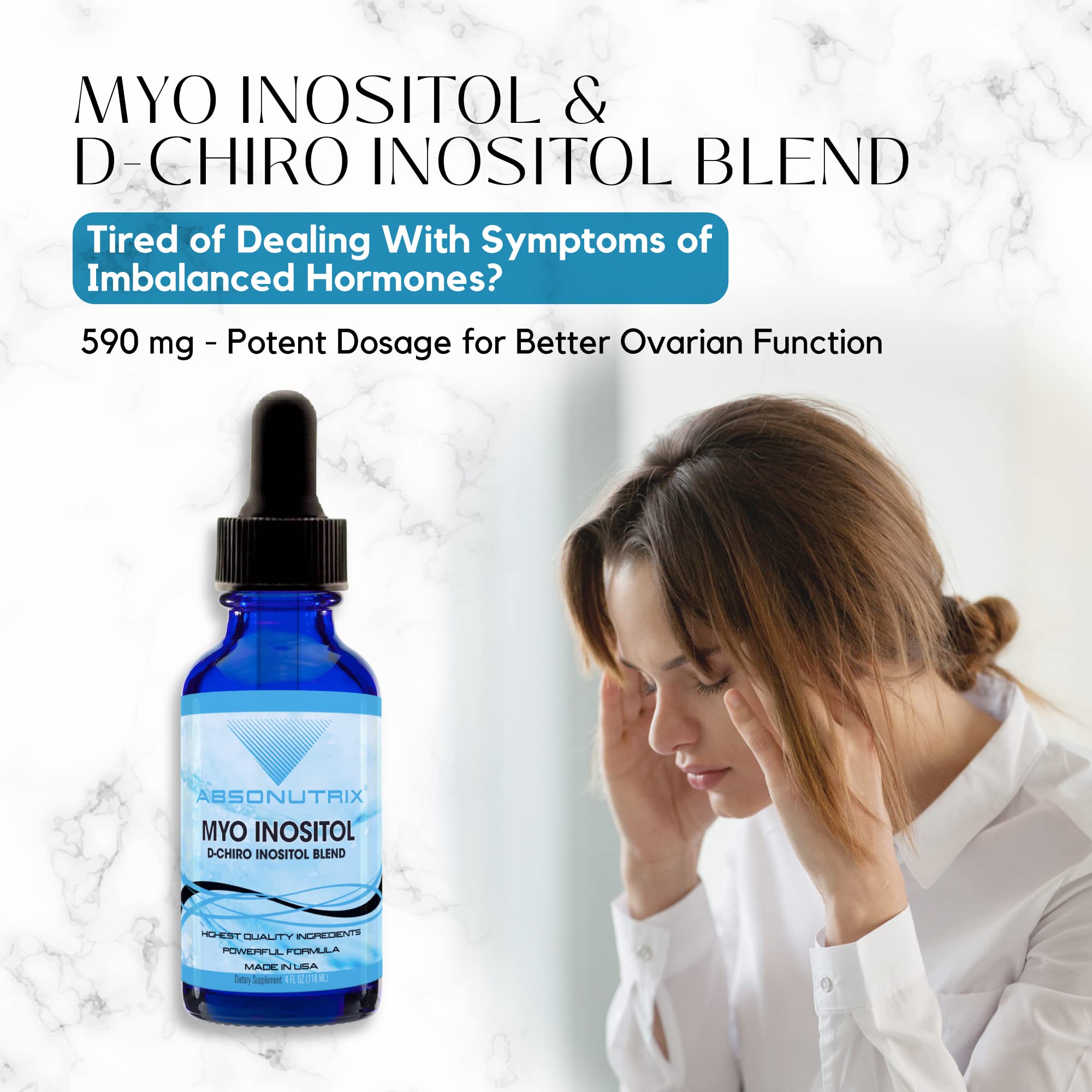 Absonutrix Myo Inositol & D-Chiro Inositol Blend 590mg liquid drops side view