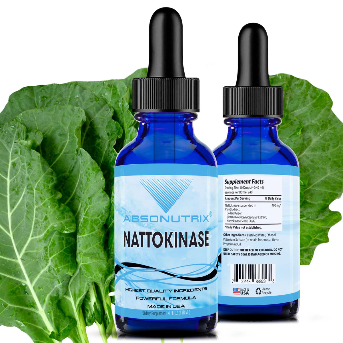Absonutrix Nattokinase Liquid Supplement 11g front view