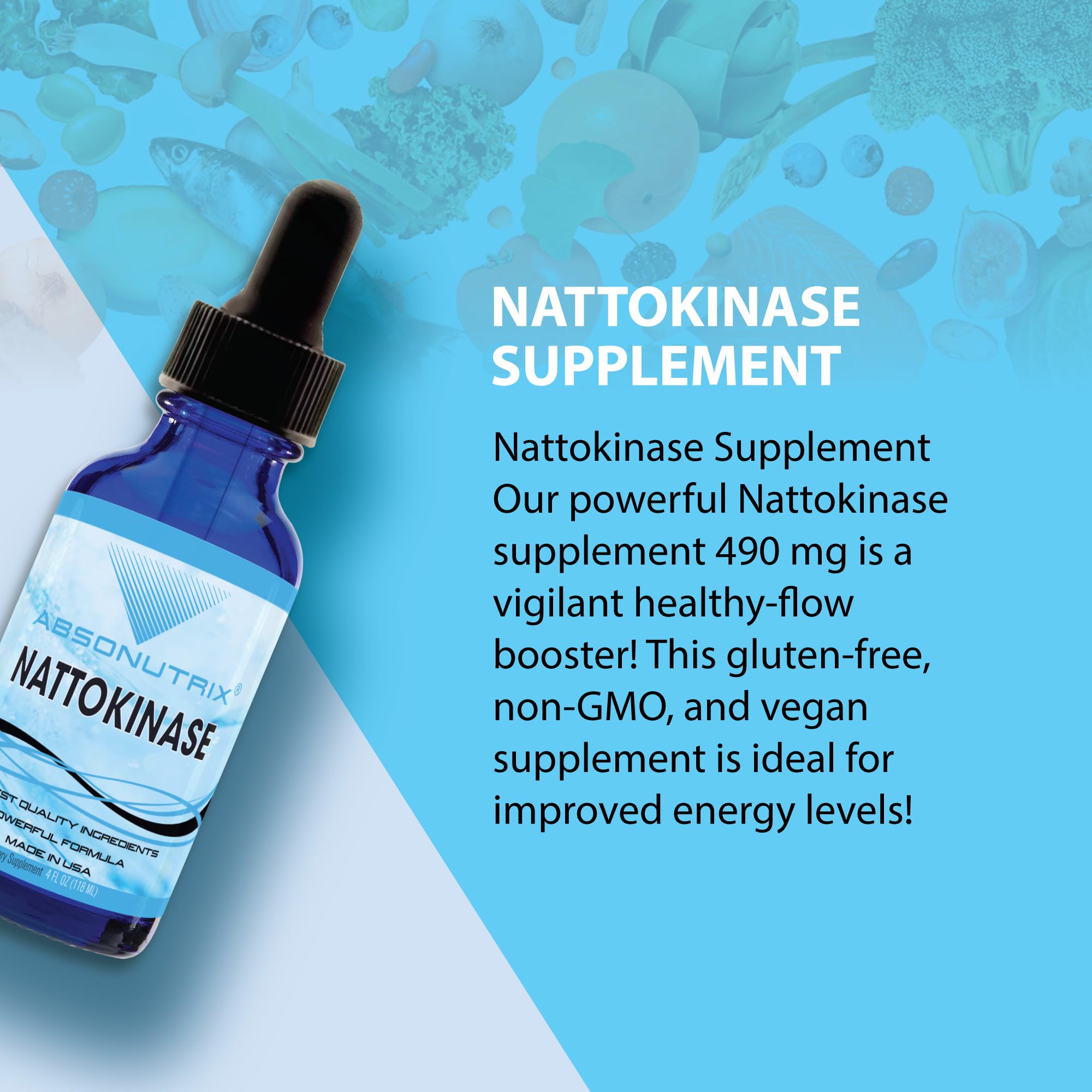 Absonutrix Nattokinase Liquid Supplement 11g side view