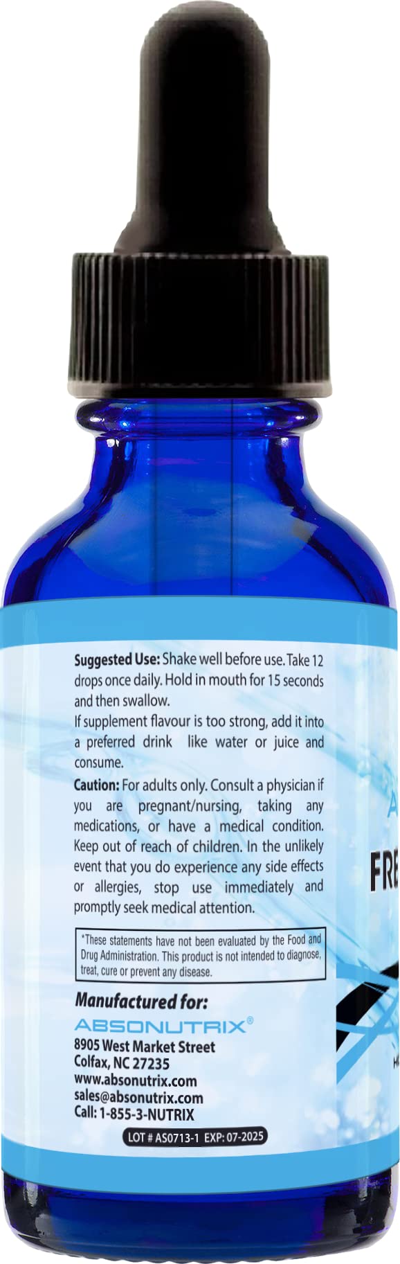 Absonutrix Pine Bark Extract bottle side view showing serving details