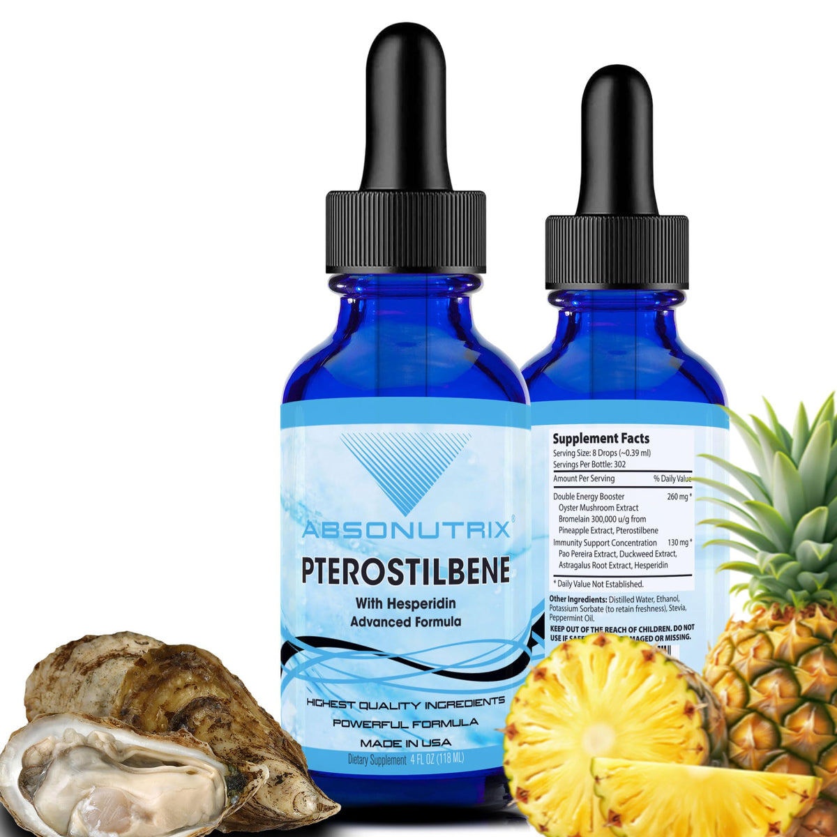 Absonutrix Pterostilbene with Hesperidin supplement bottle front view