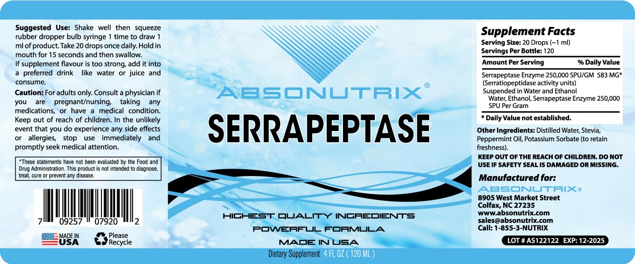 Absonutrix Serrapeptase Enzyme Liquid Supplement 227g lifestyle scene