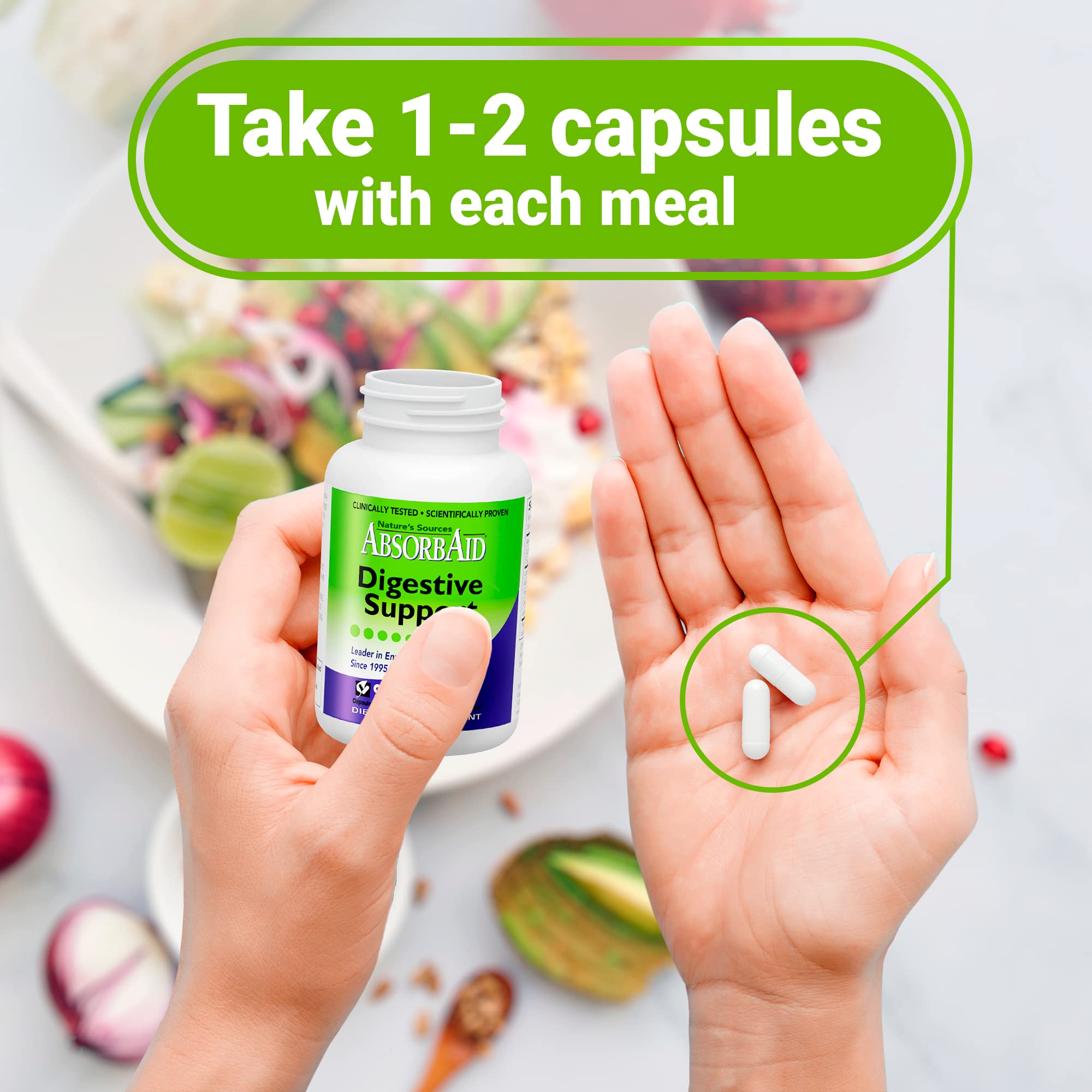 AbsorbAid Multi-Enzyme Supplement 91g with a glass of water
