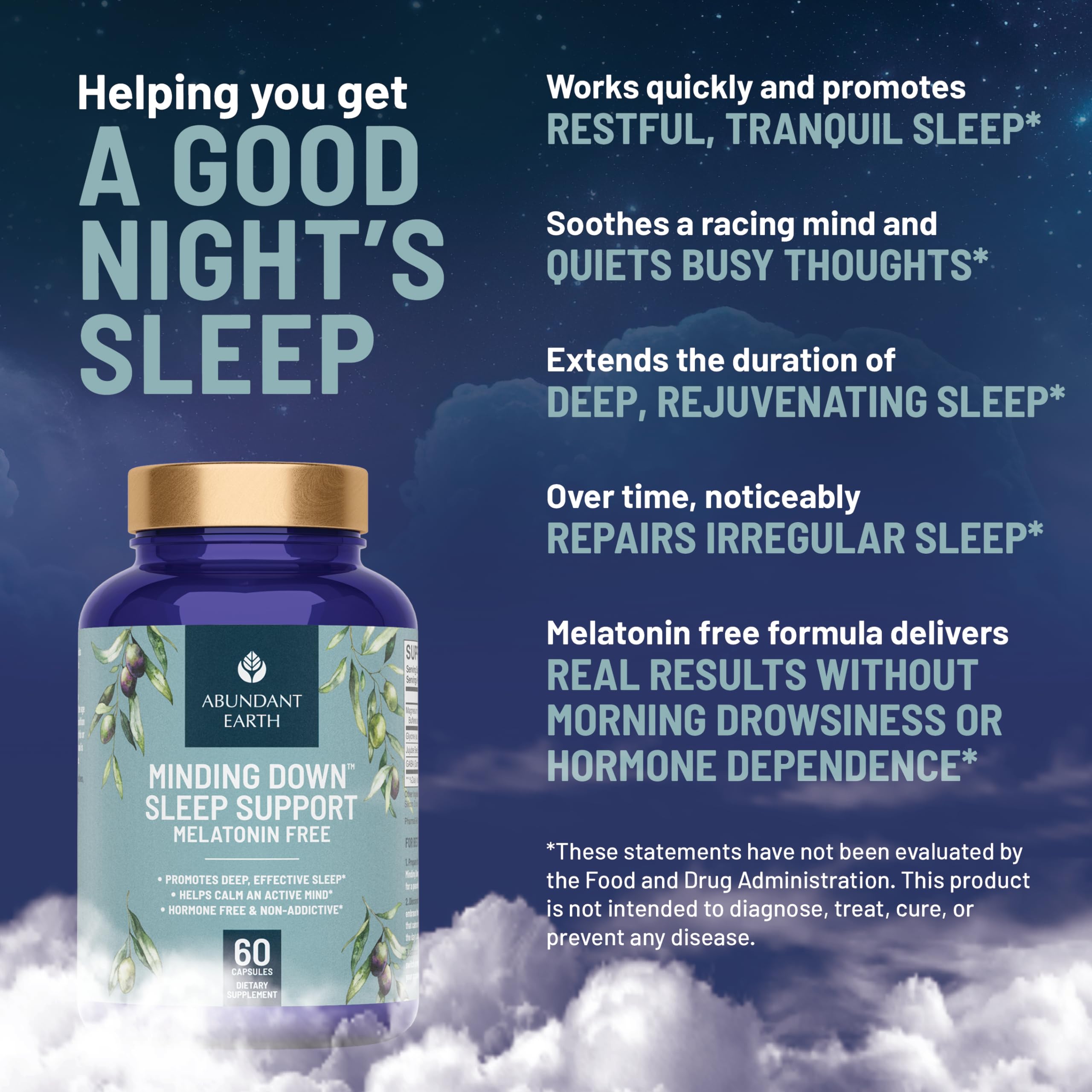 Abundant Earth Minding Down Melatonin Free Sleep Aid ingredients list