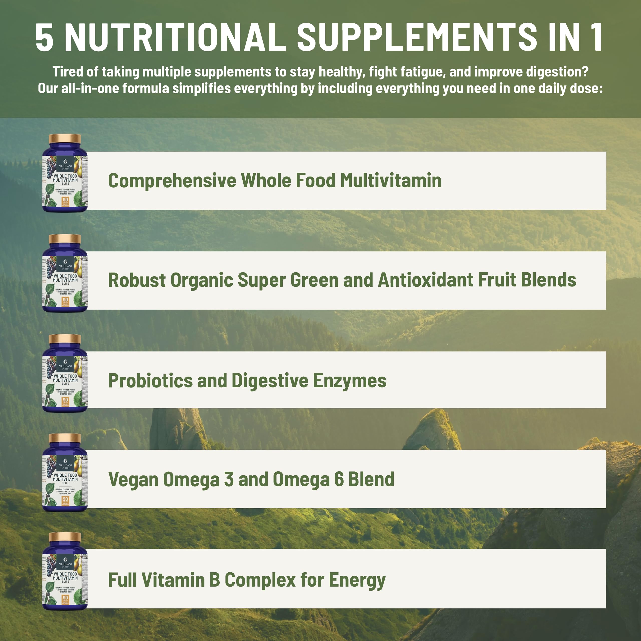 Abundant Earth Organic Multivitamin ingredients list