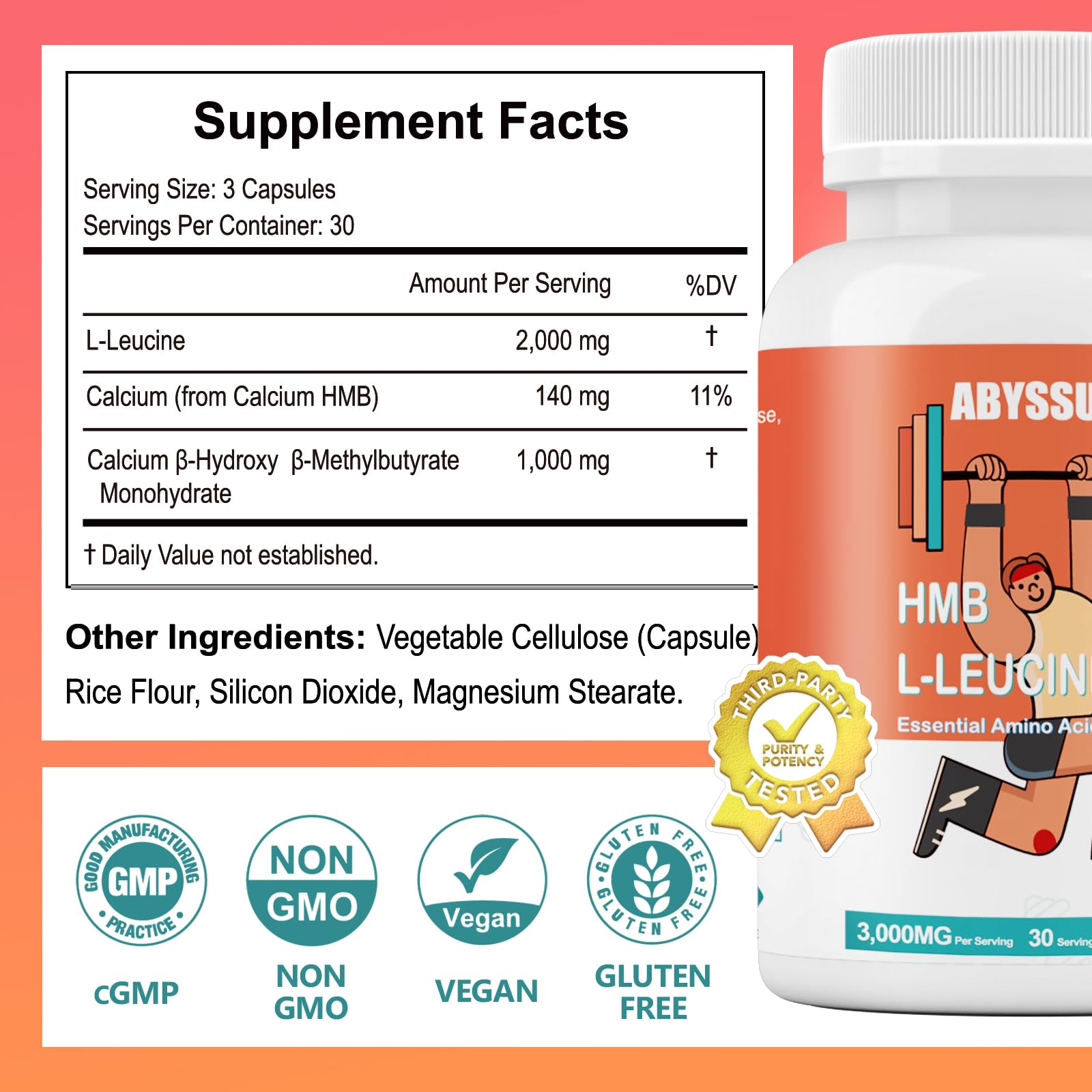 ABYSSUS BCAAs supplement with capsule ingredients