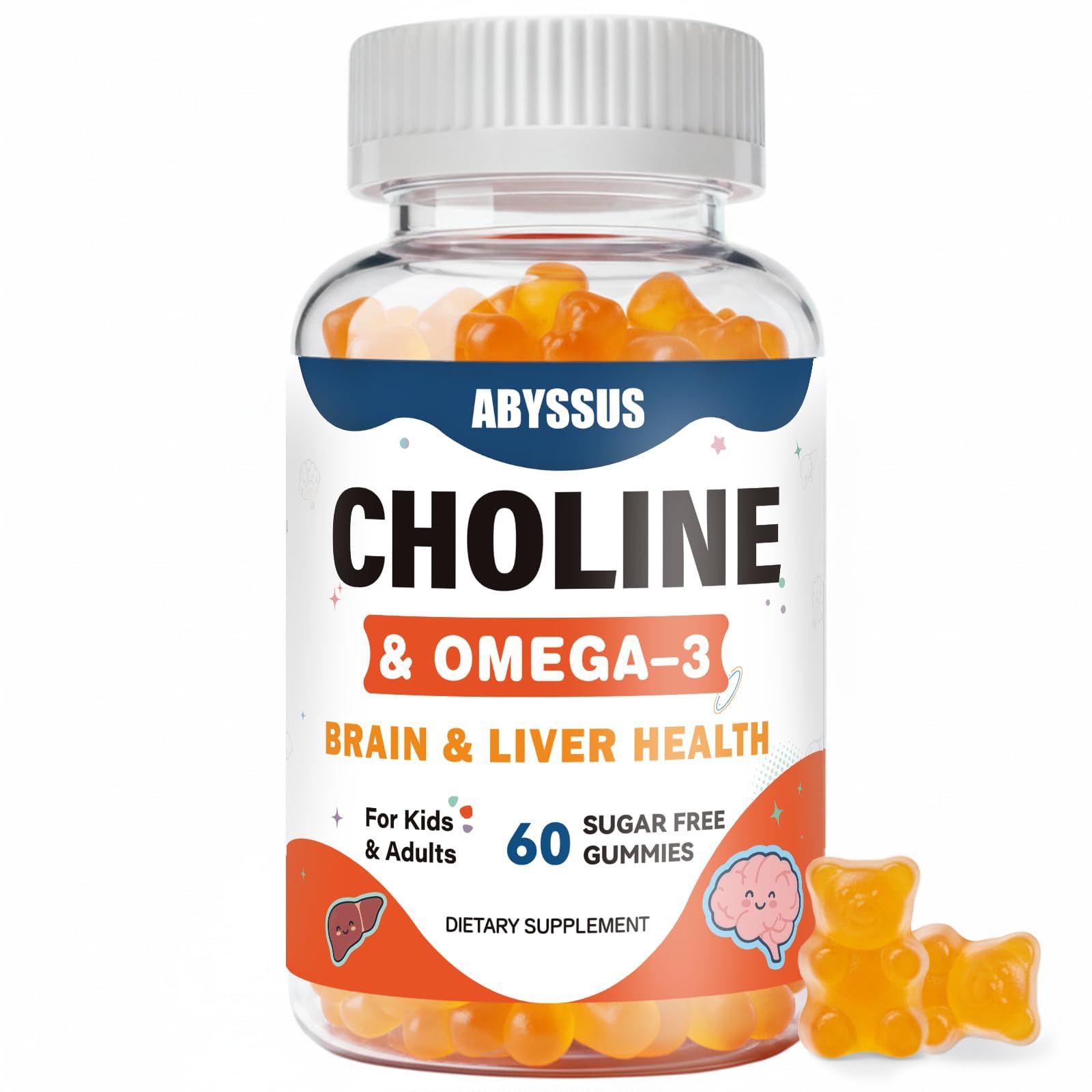 ABYSSUS Choline Bitartrate Gummies 60 count front view